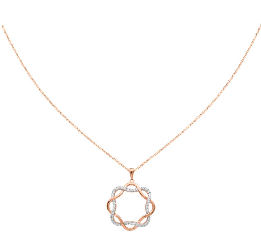 Intertwined Diamond Pendant w/Chain, 14K, 1/5 cttw by Affinity - QVC.com
