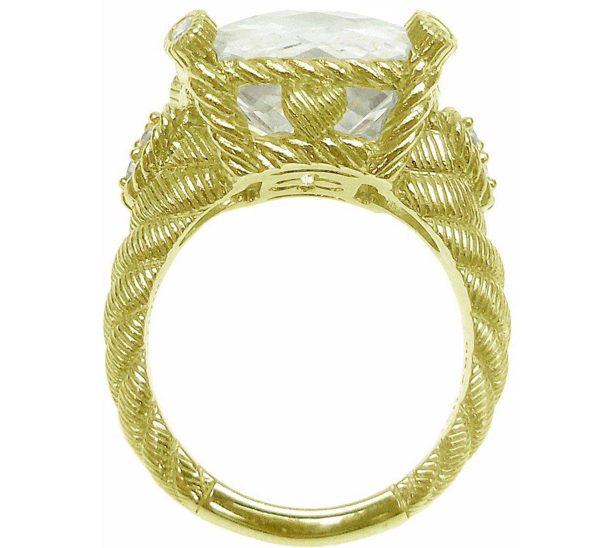 Judith Ripka Cushion-Cut Diamonique Ring, Sterling & 14K Clad - QVC.com