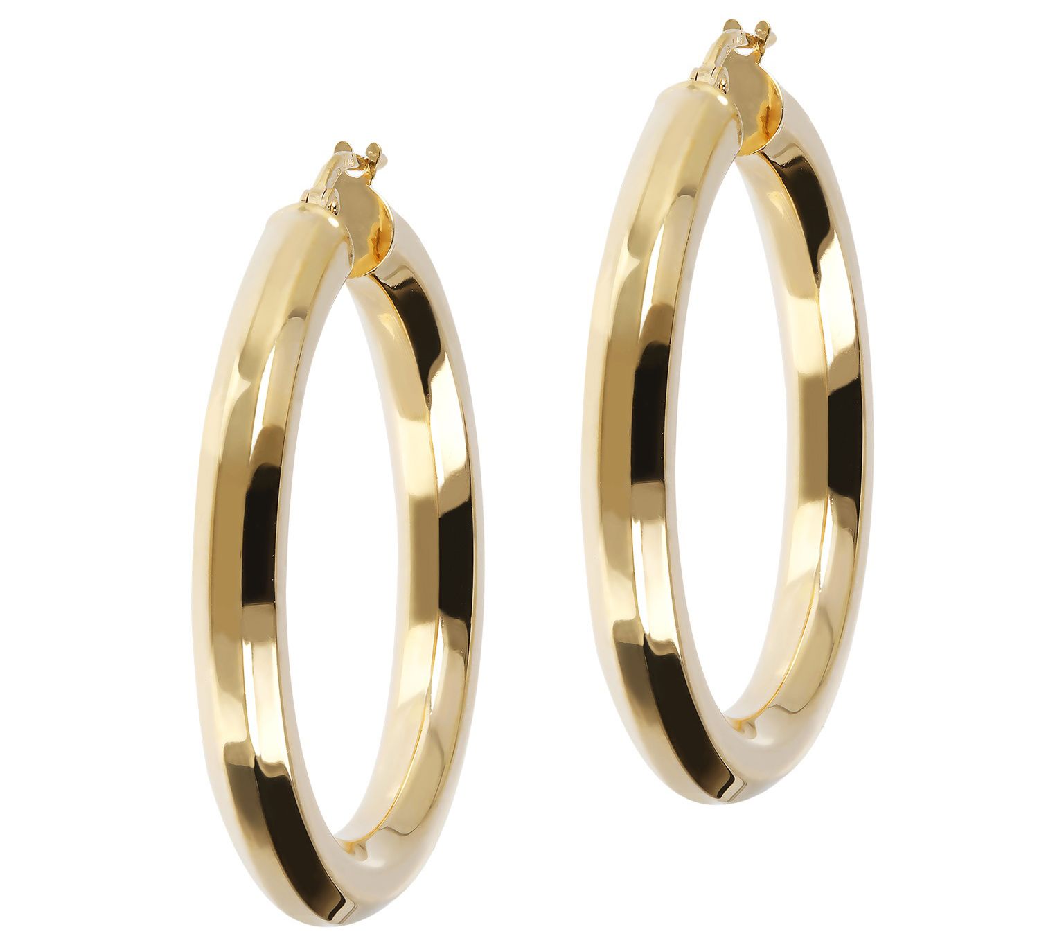 Veronese 18K Clad 1-1/2" Polished Hoop Earrings