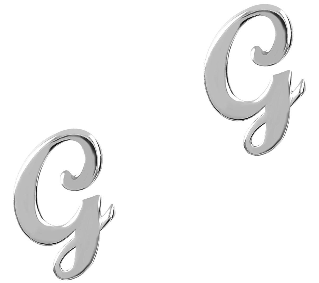 Italian Silver Polished Initial Stud Earrings Serling Silver