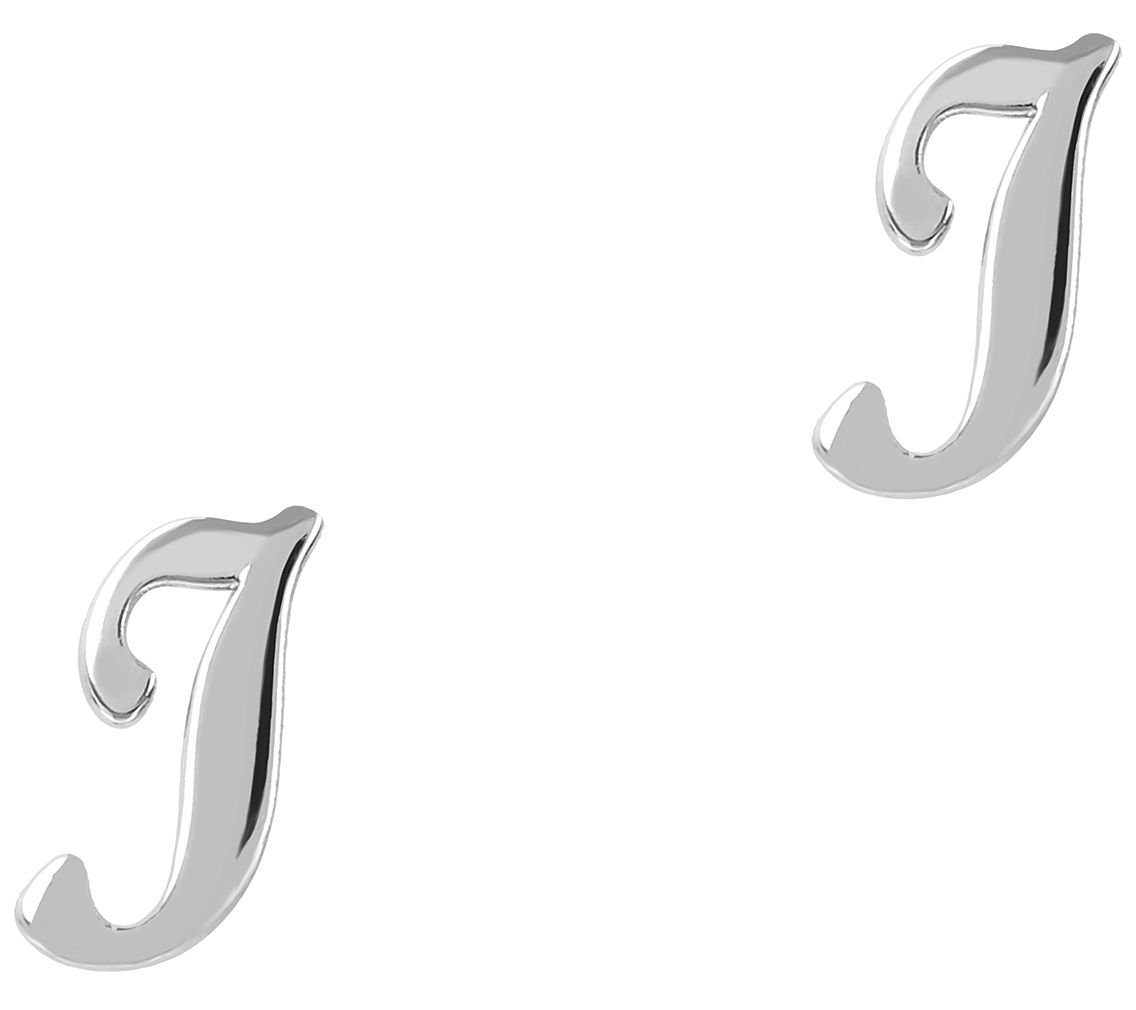 Italian Silver Polished Initial Stud Earrings Serling Silver