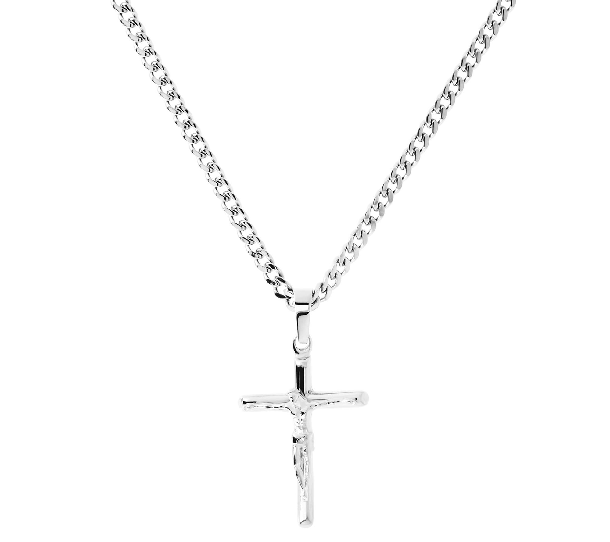 Steel by Design Men's Crucifix Pendant w/ Curb Link Chain