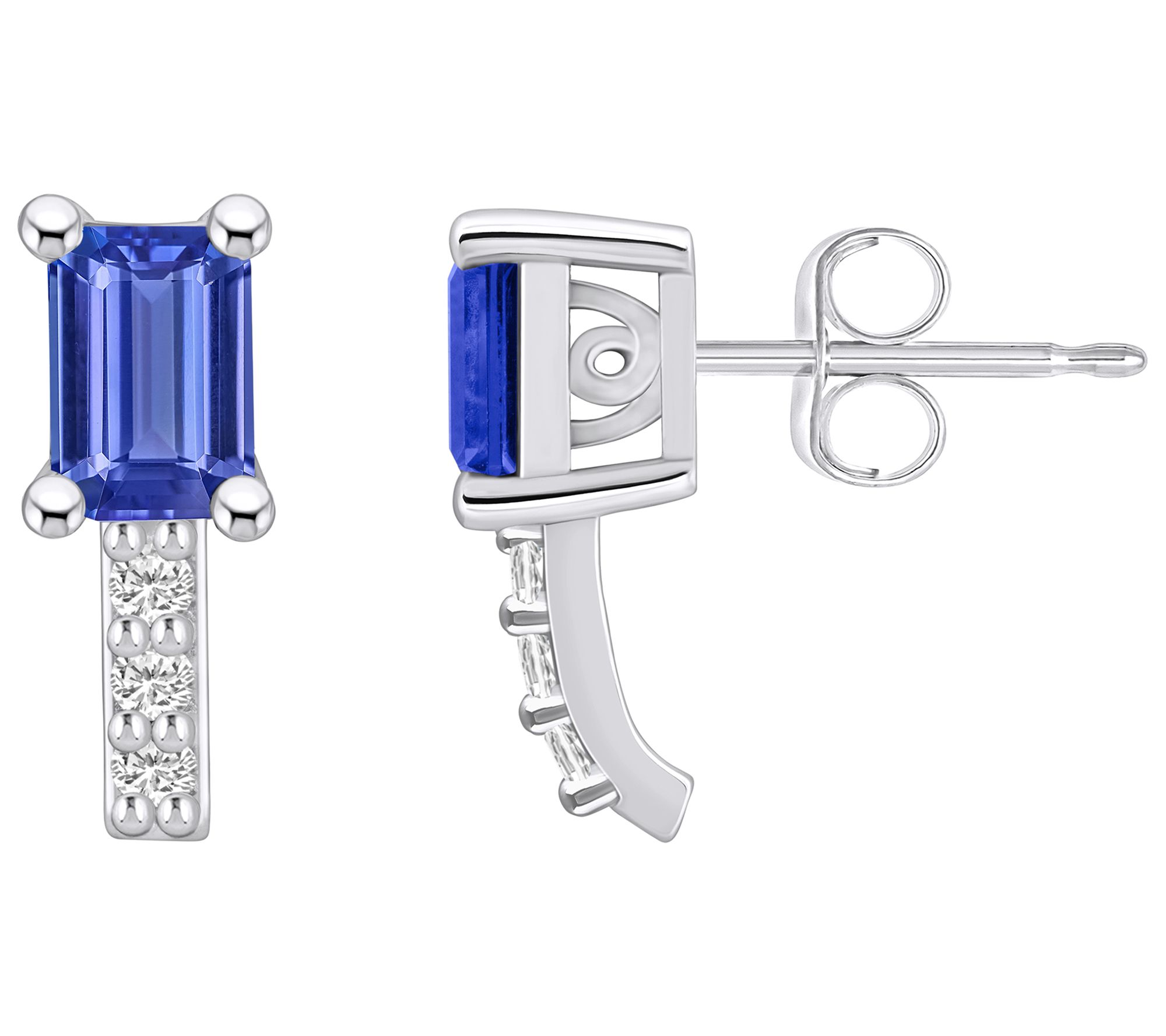 Affinity Gems 14K 1.10 cttw Tanzanite 0.10 cttwDiamond Studs