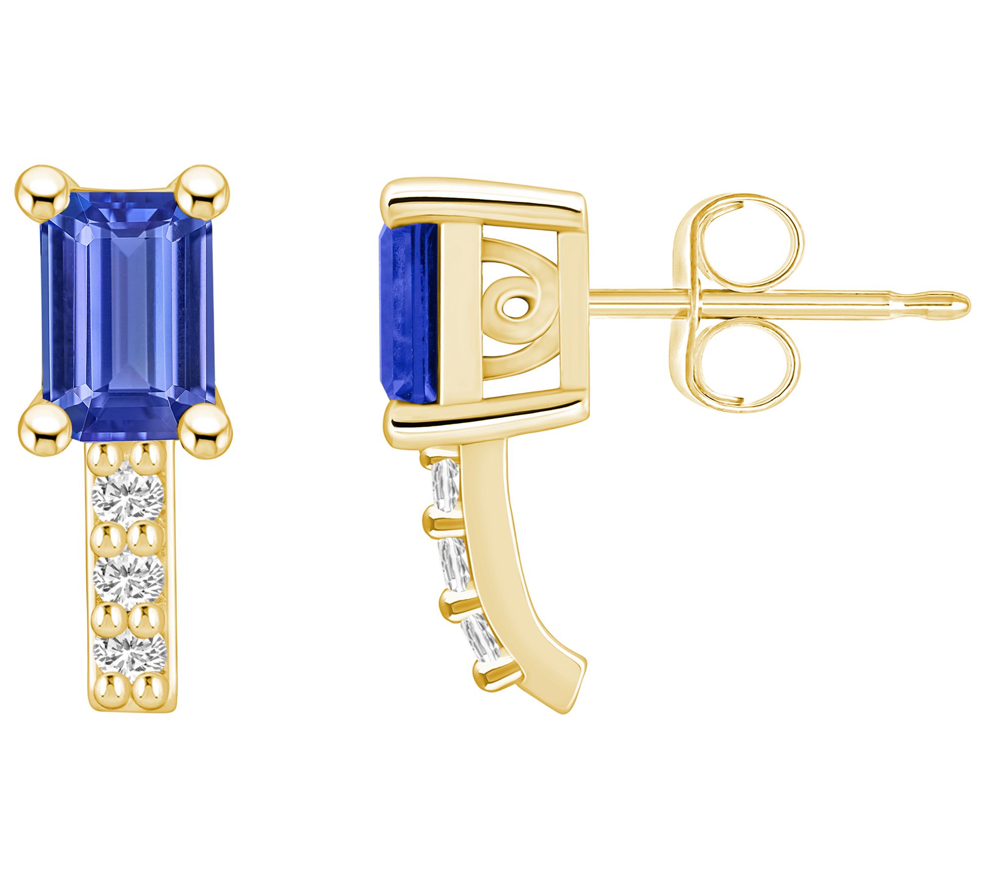 Affinity Gems 14K 1.10 cttw Tanzanite 0.10 cttwDiamond Studs