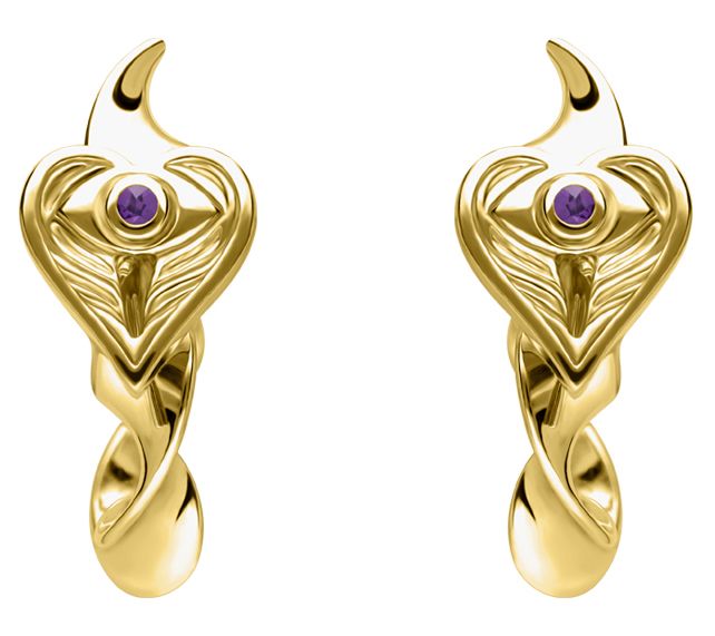 Goddaughters 14k Gold Clad Sterling Amethyst Hoop Earrings