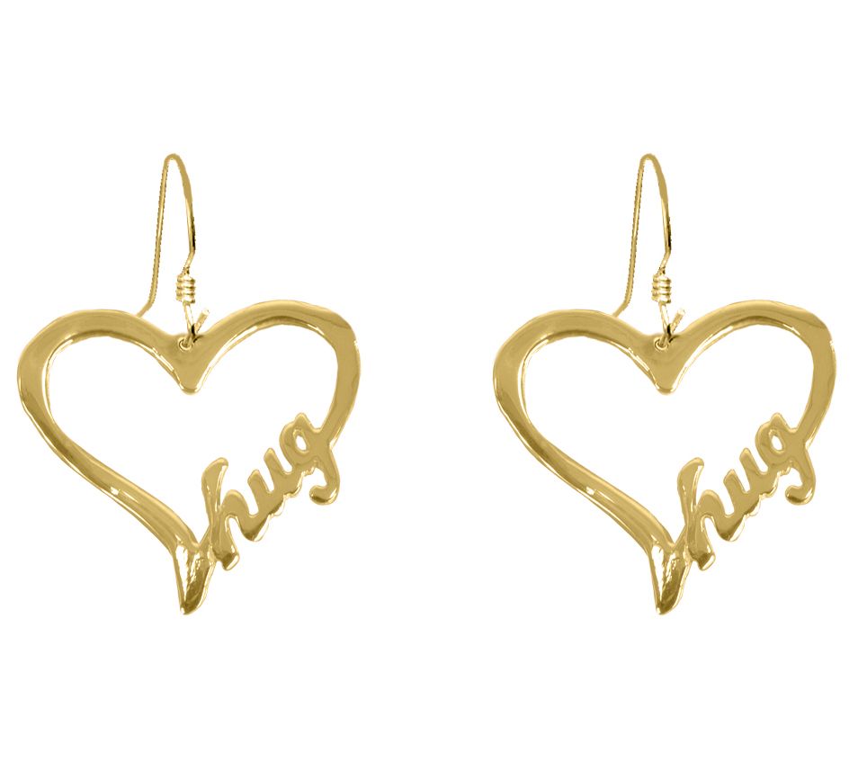 Open Heart "hug " Earrings, 14K Gold Plated Steling