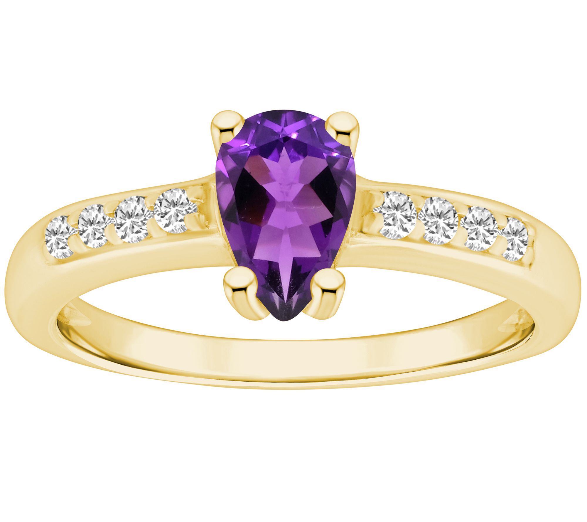 Affinity Gems Pear Cut Gemstone & Diamond Ring, 14K Gold