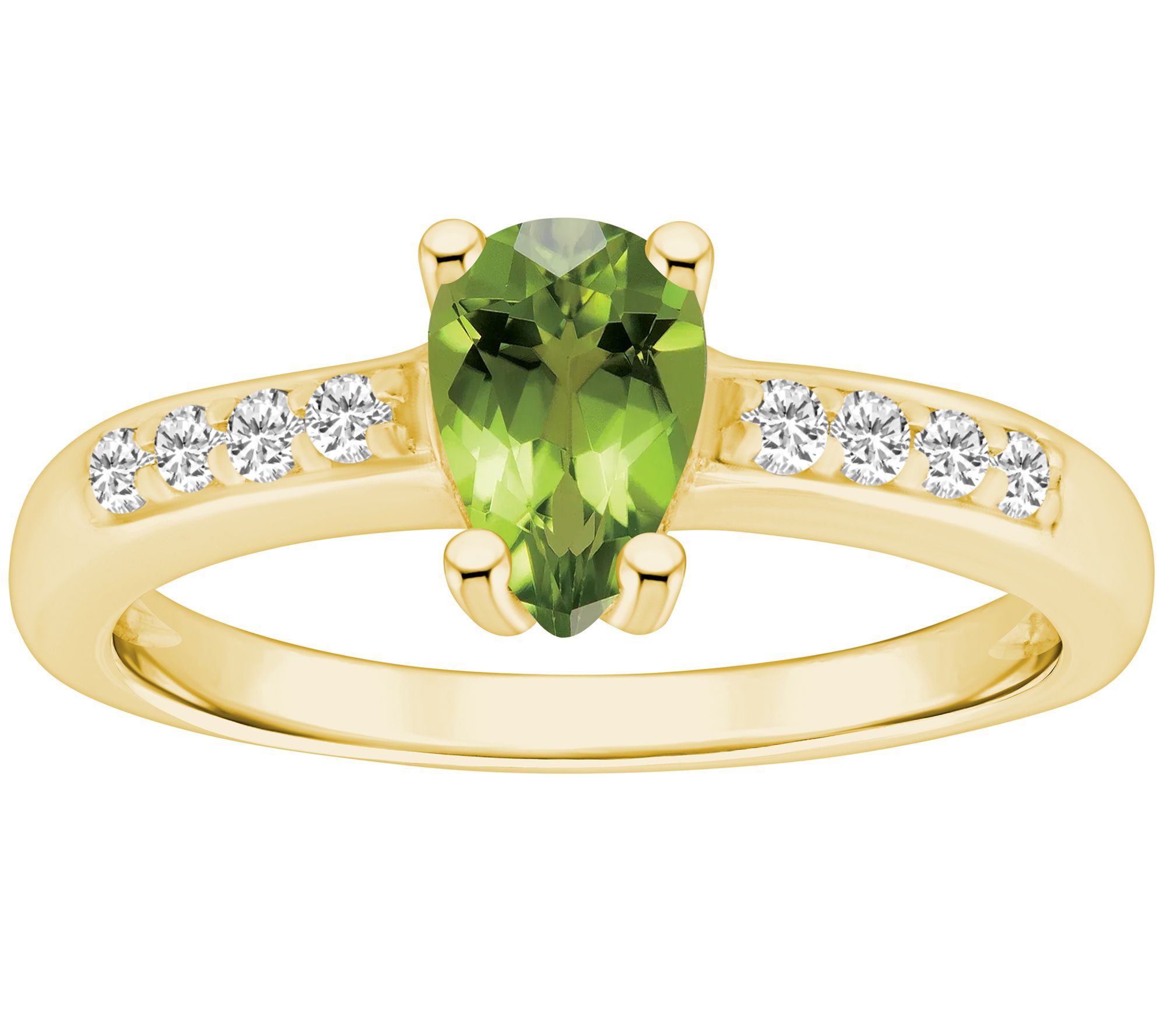 Affinity Gems Pear Cut Gemstone & Diamond Ring, 14K Gold