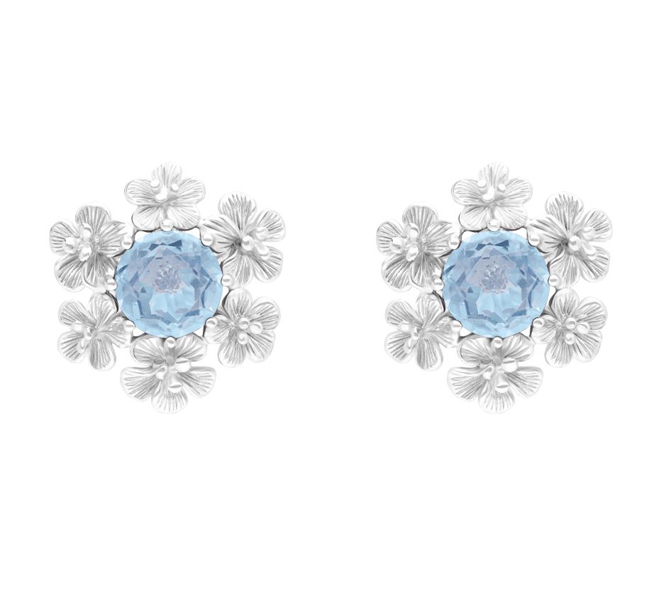 Ariva Sterling Silver Blue Topaz Bouquet Stud E arrings