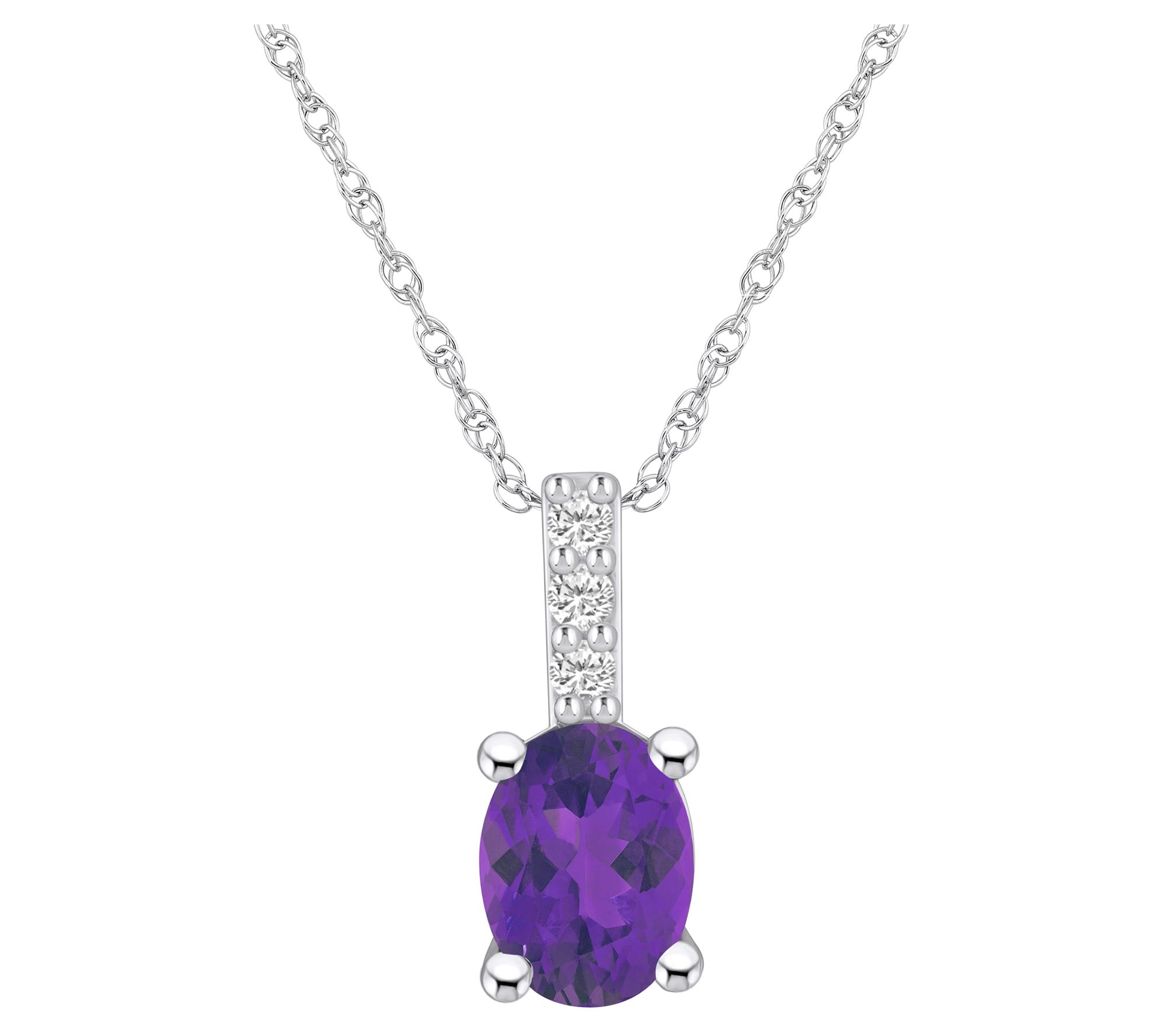 Affinity Gems Oval Gemstone & Diamond Pendant w/ Chain, 14K
