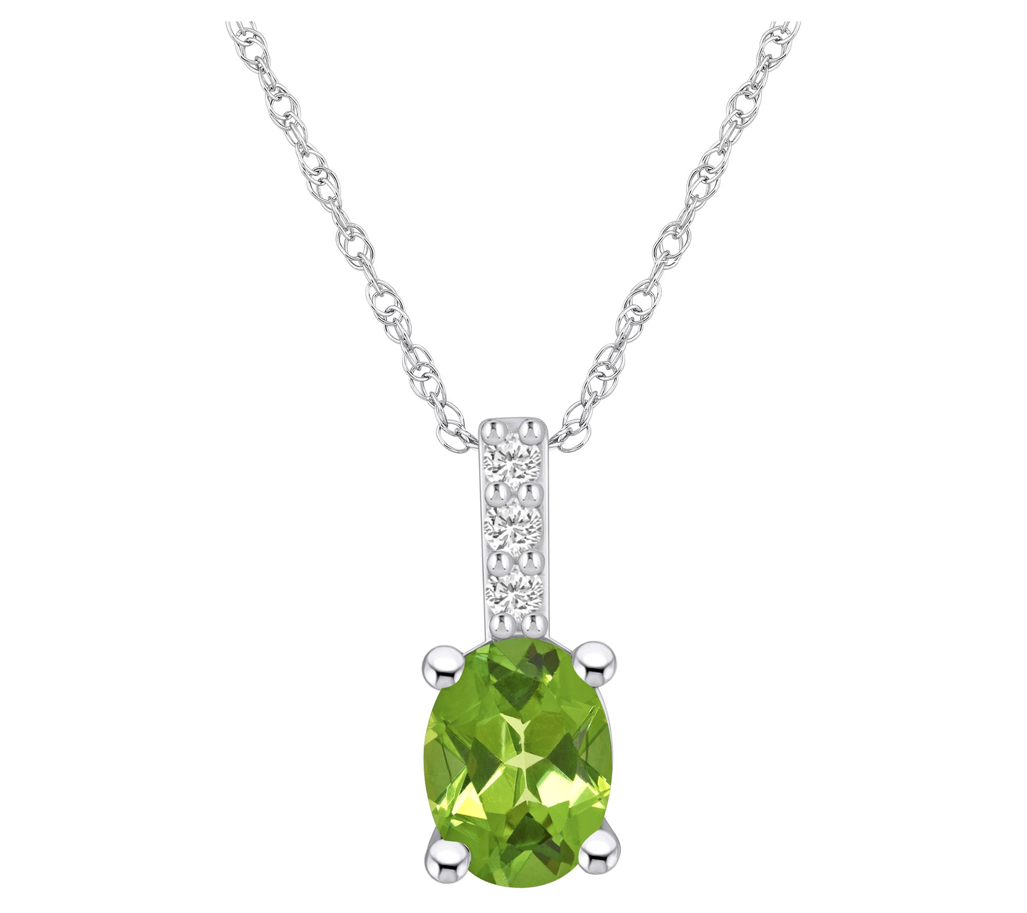 Affinity Gems Oval Gemstone & Diamond Pendant w/ Chain, 14K