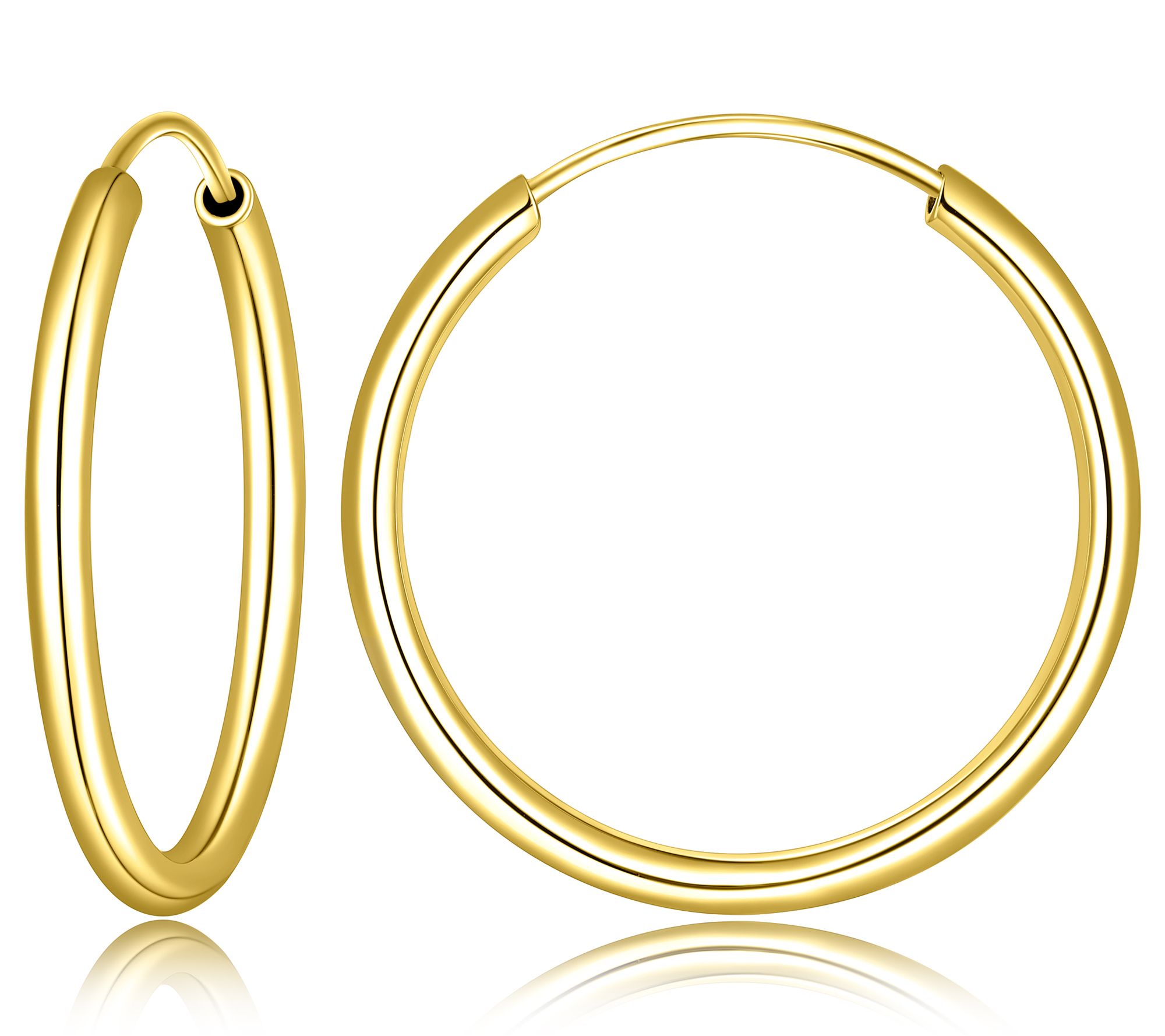 Silver Style 1" Round Hoop Earrings, 18K Gold Clad