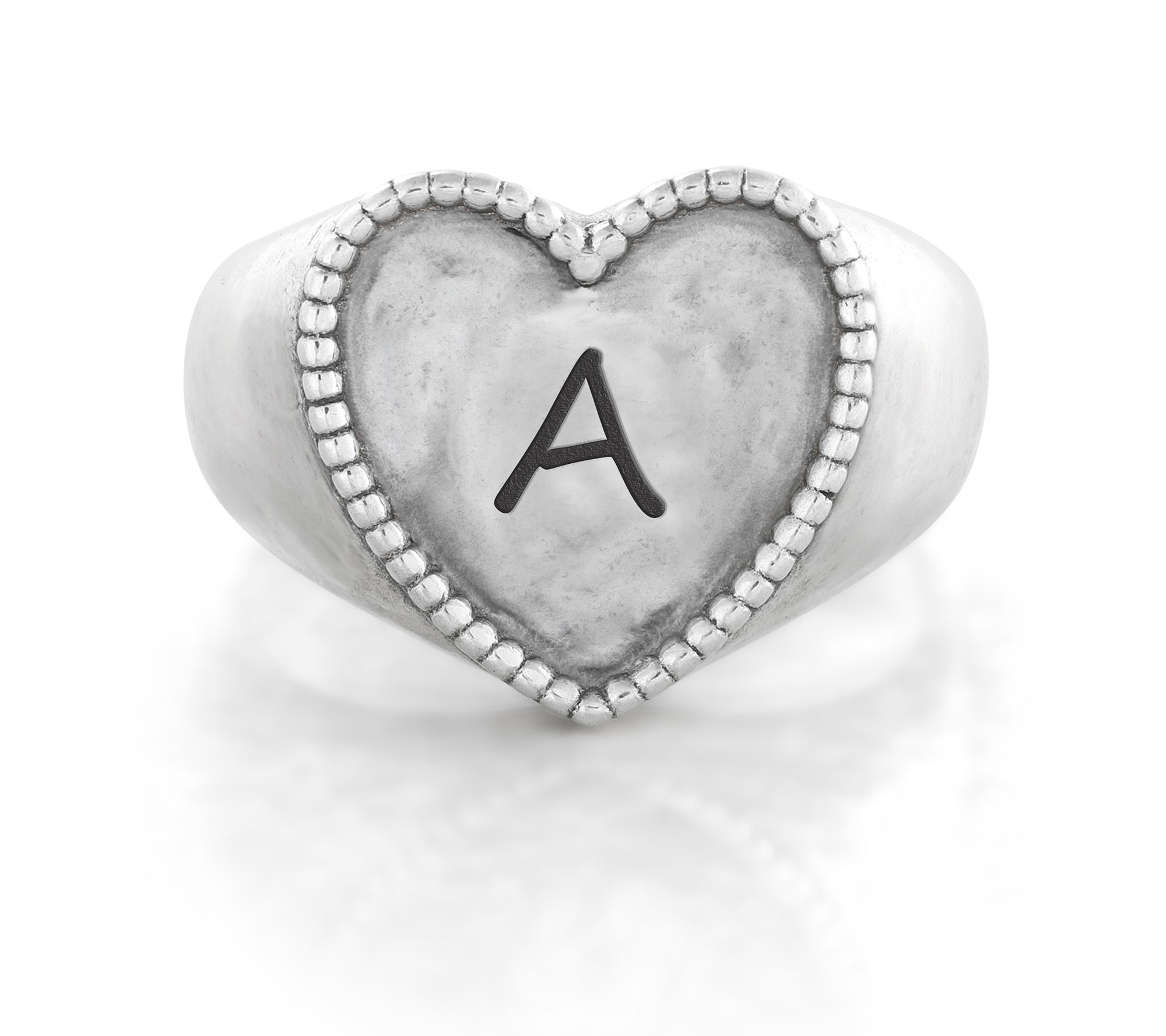 Or Paz Sterling Personalized Signet Heart Ring