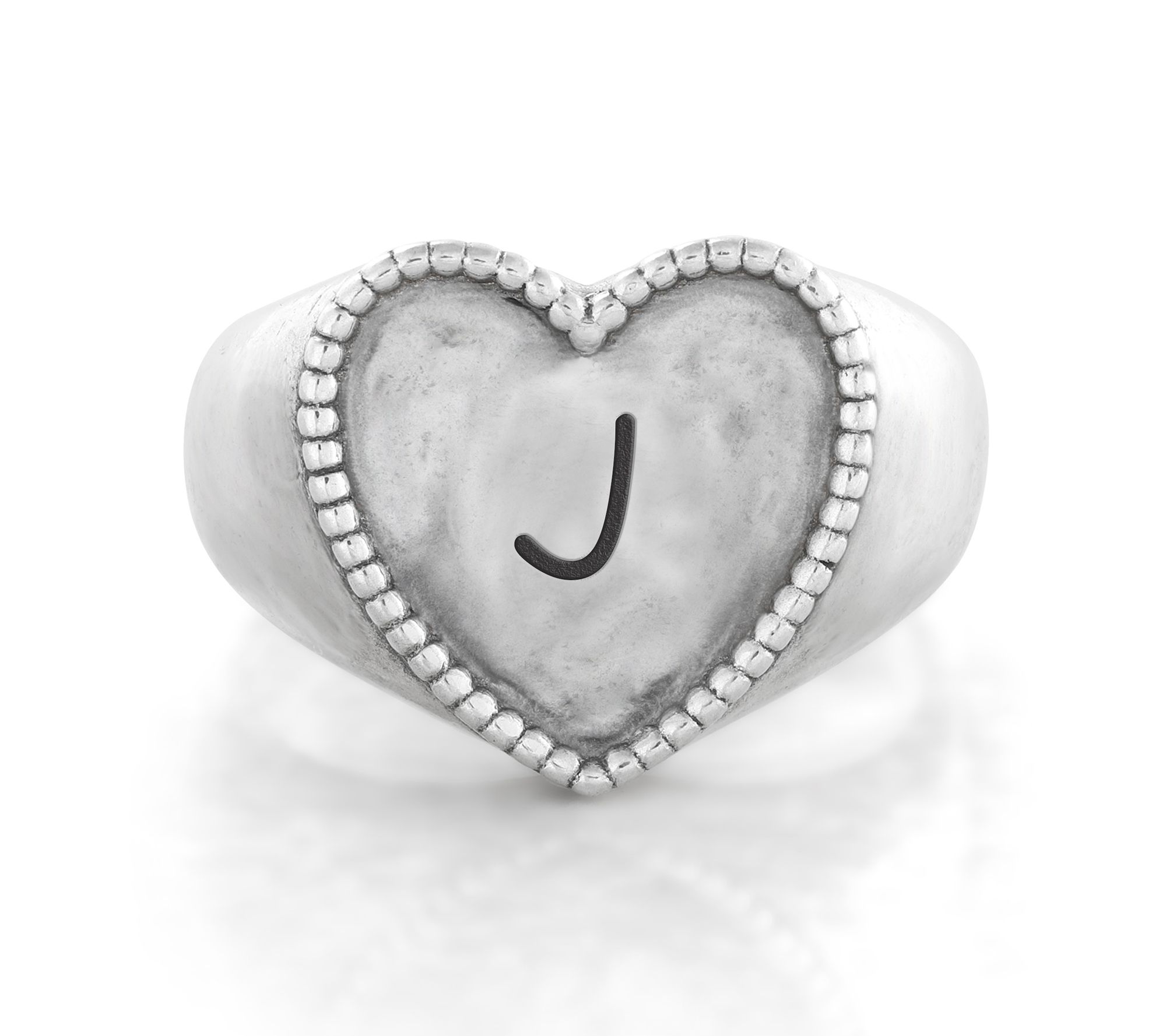 Or Paz Sterling Personalized Signet Heart Ring