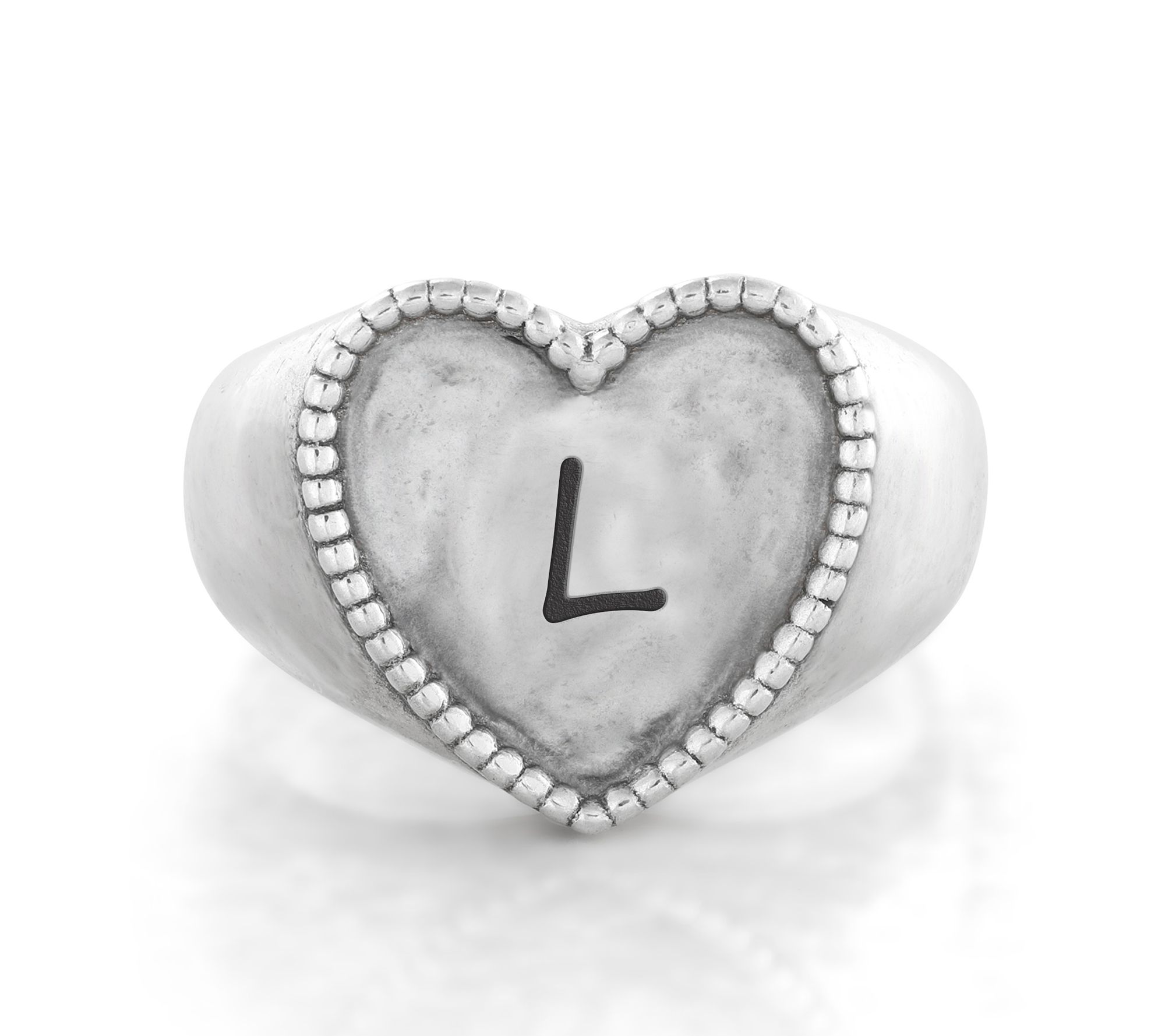 Or Paz Sterling Personalized Signet Heart Ring