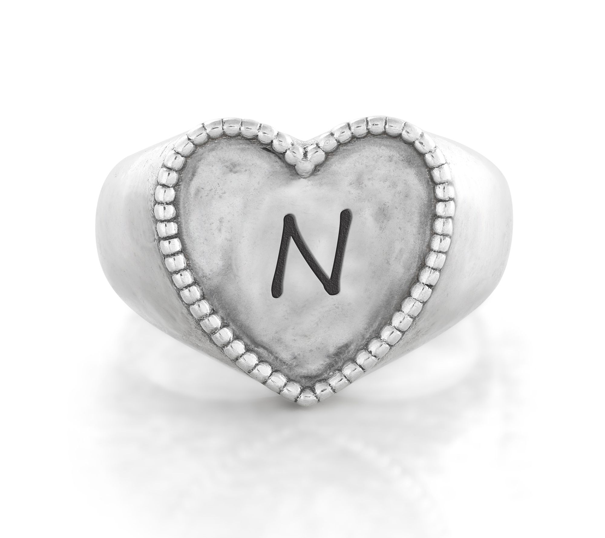 Or Paz Sterling Personalized Signet Heart Ring
