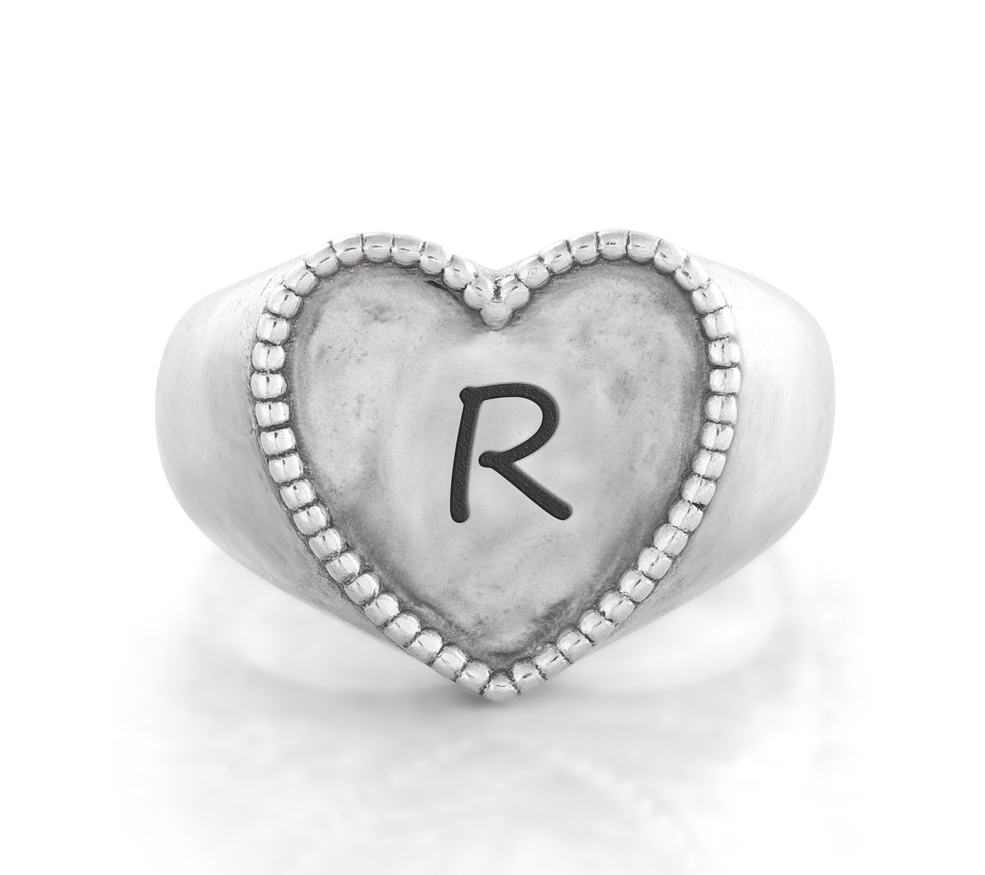Or Paz Sterling Personalized Signet Heart Ring