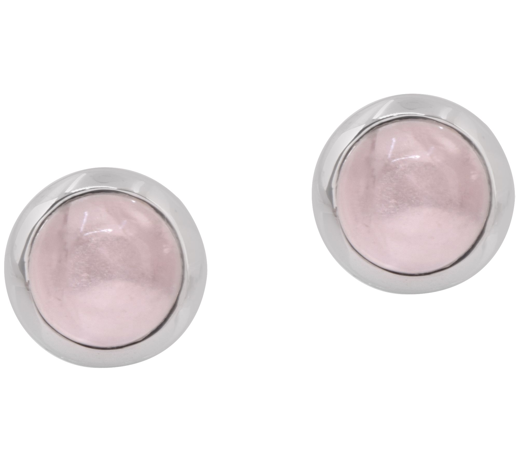 Affinity Gems Rose Quartz Cabochon Earrings, Sterling Silver