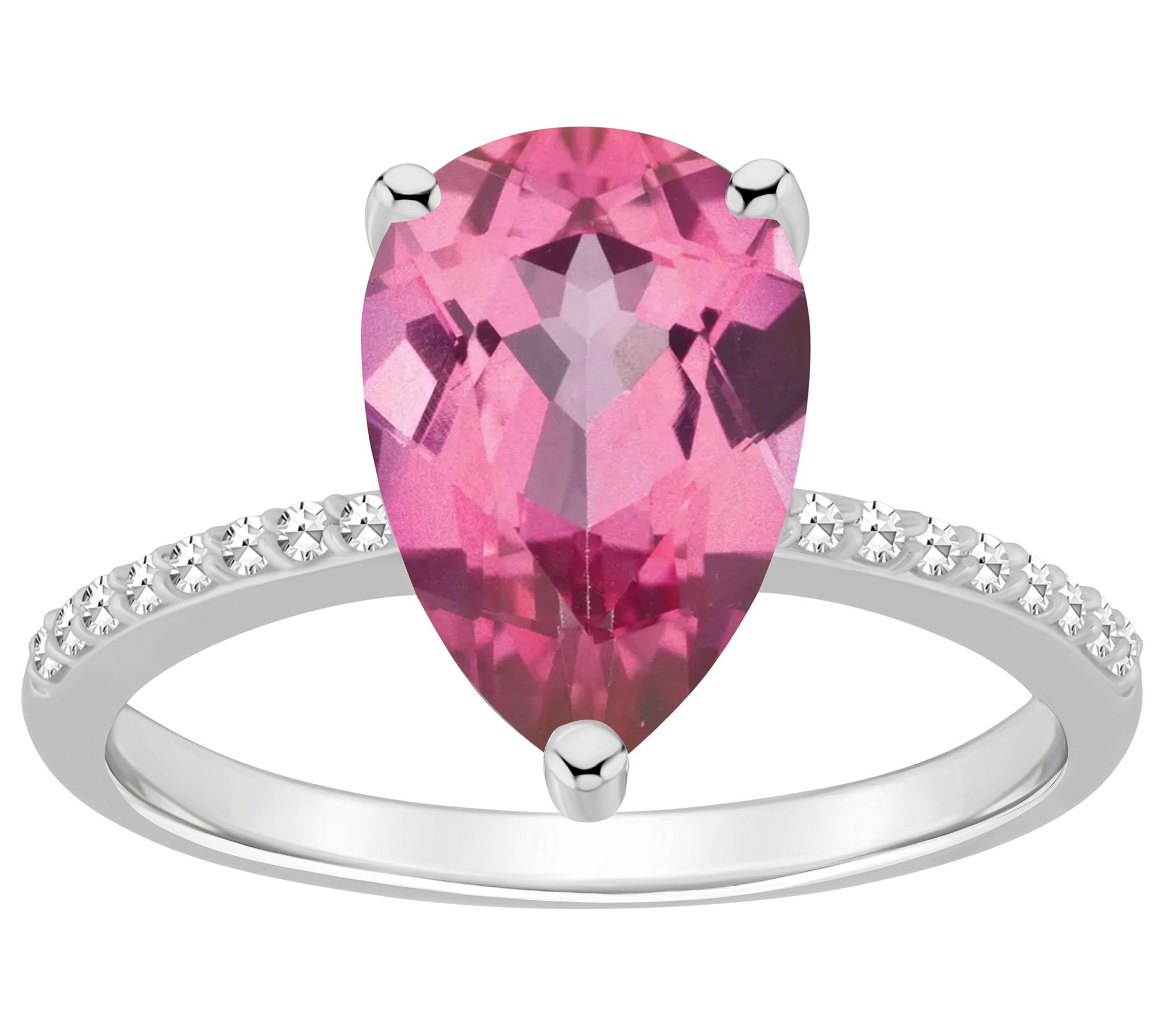 Affinity Gems Pear Cut Topaz & Diamond Ring, Sterling Silver