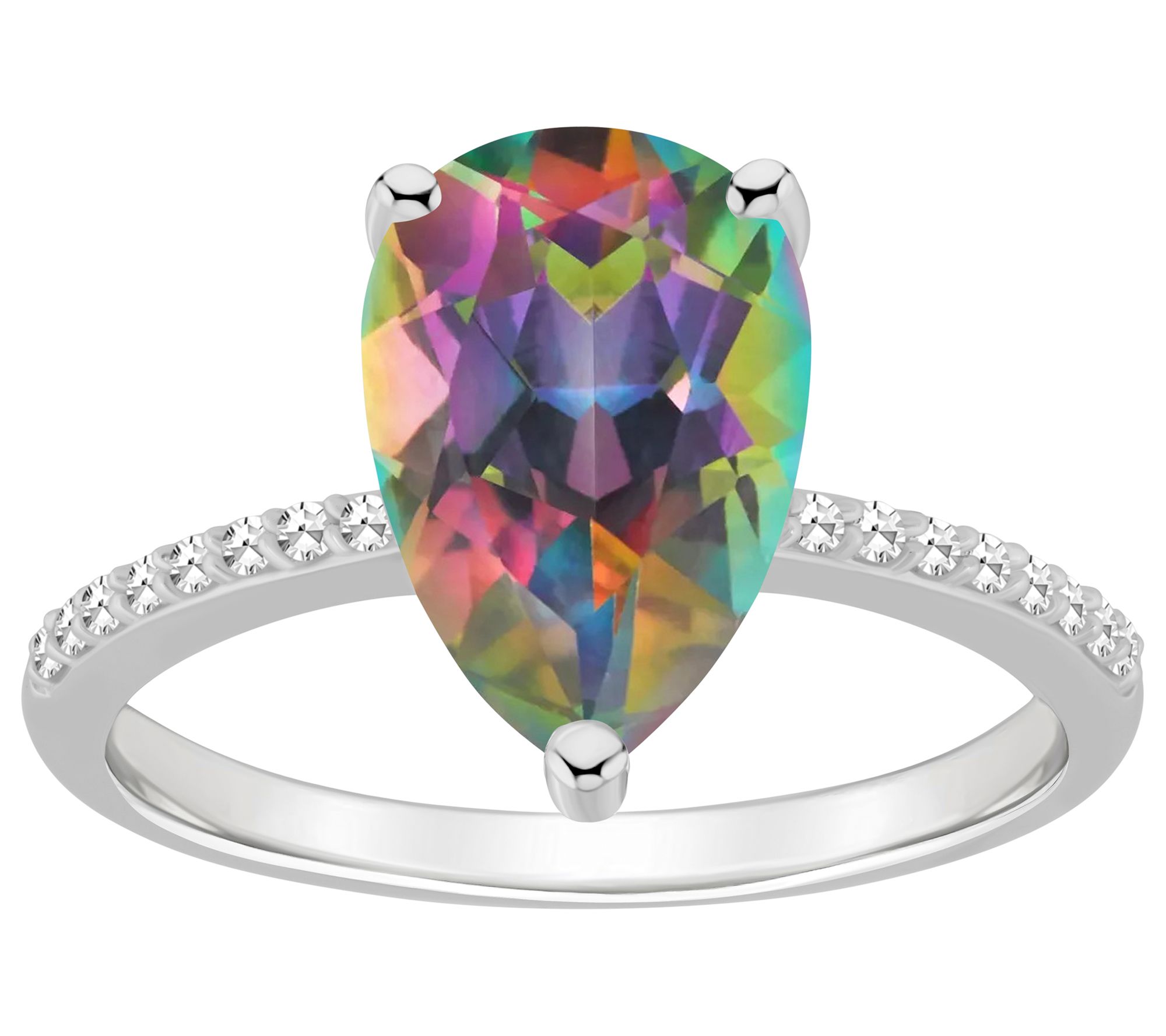 Affinity Gems Pear Cut Topaz & Diamond Ring, Sterling Silver