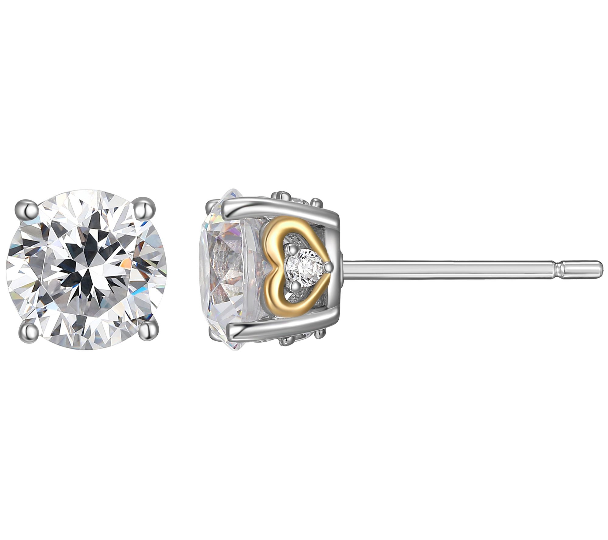 Sterling Silver 2.10 cttw Moissanite Heart Motif Stud Earrings