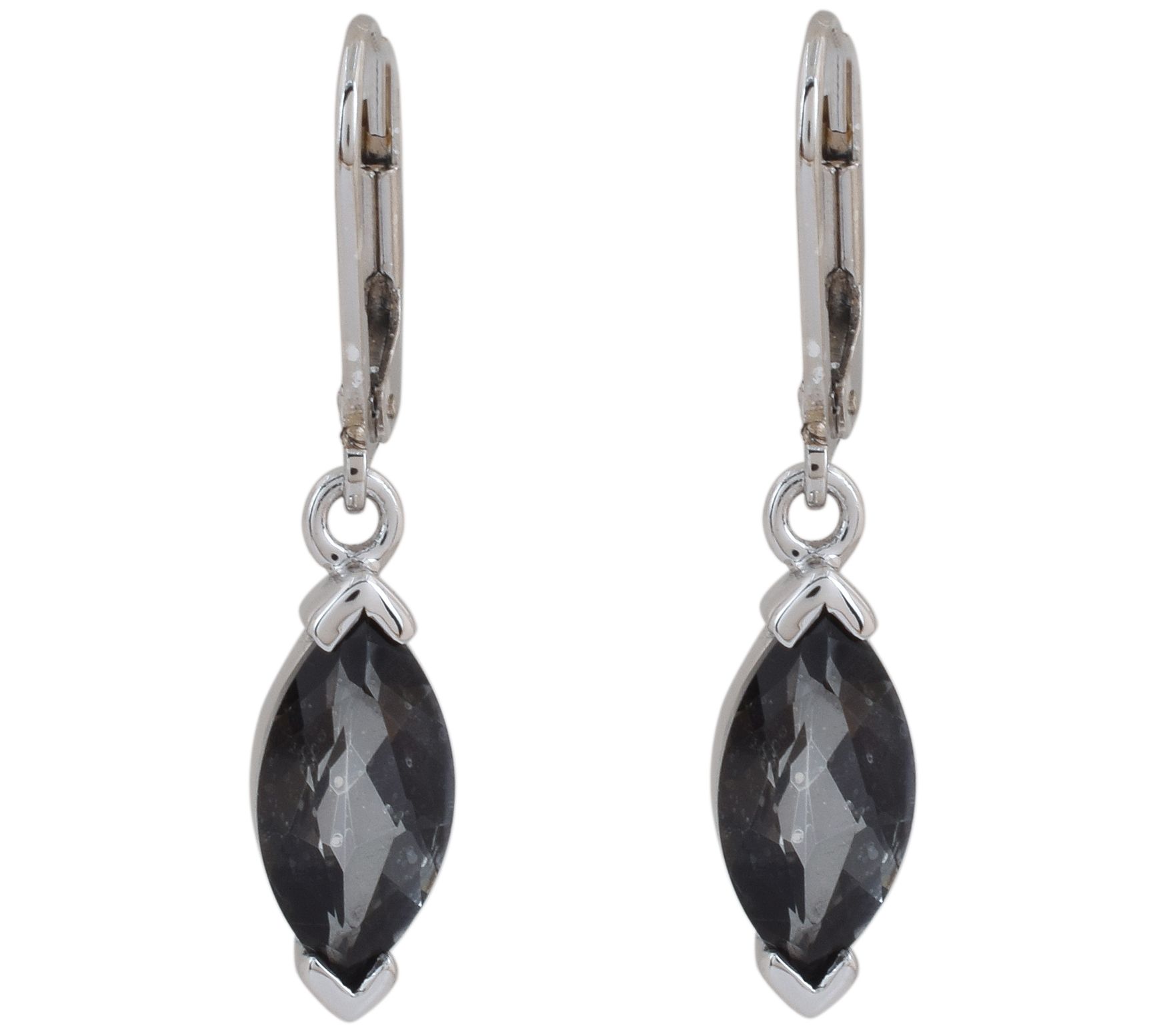 Affinity Gems Black Coated Quartz Earrings, Sterling Silver