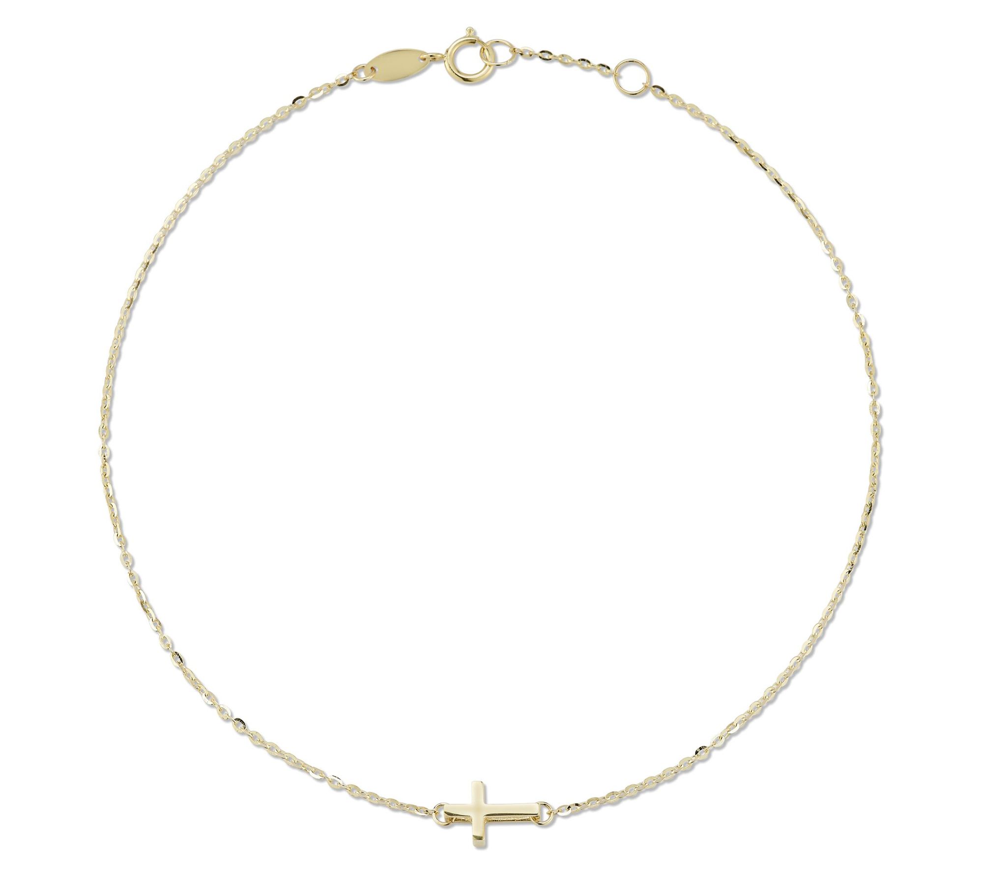 Luminosa Gold Cross Ankle Bracelet, 14K