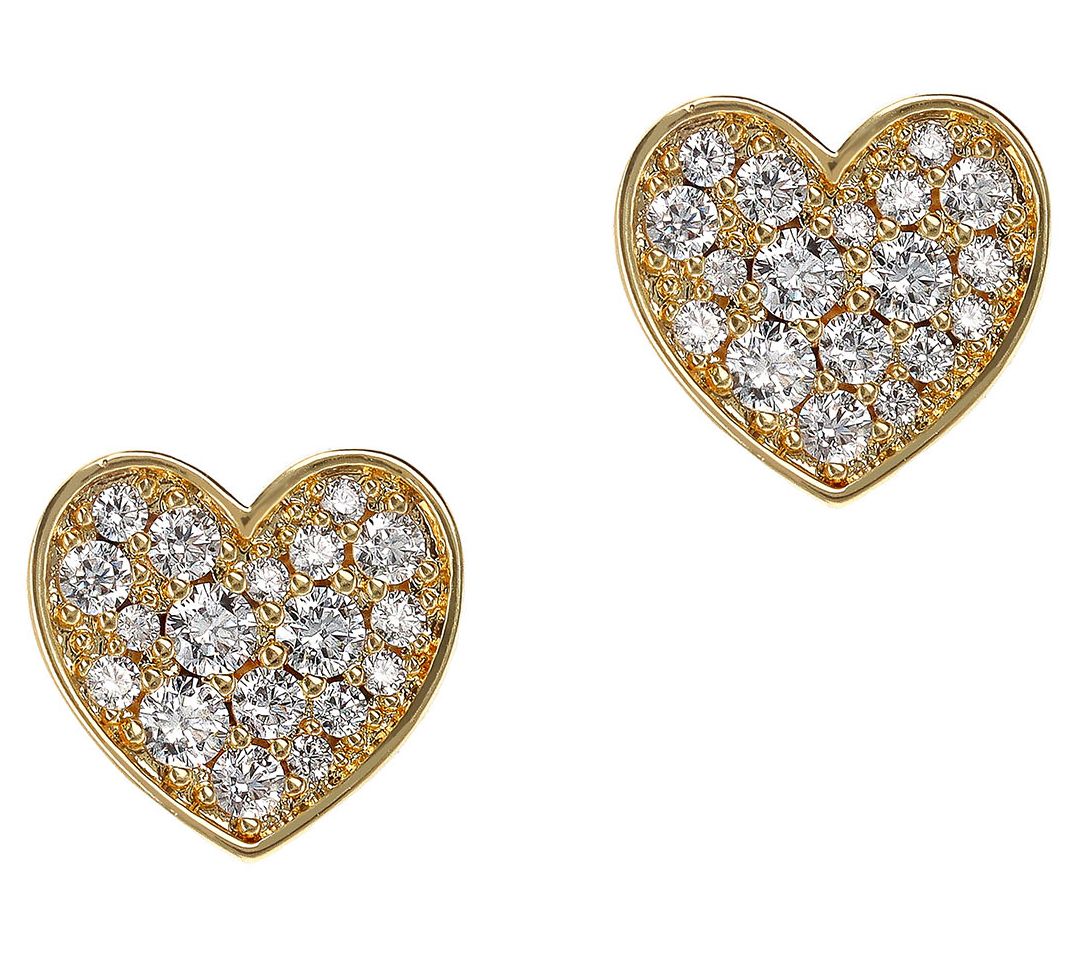 Diamonique x Bronzo Italia Heart Shape Stud Earrings