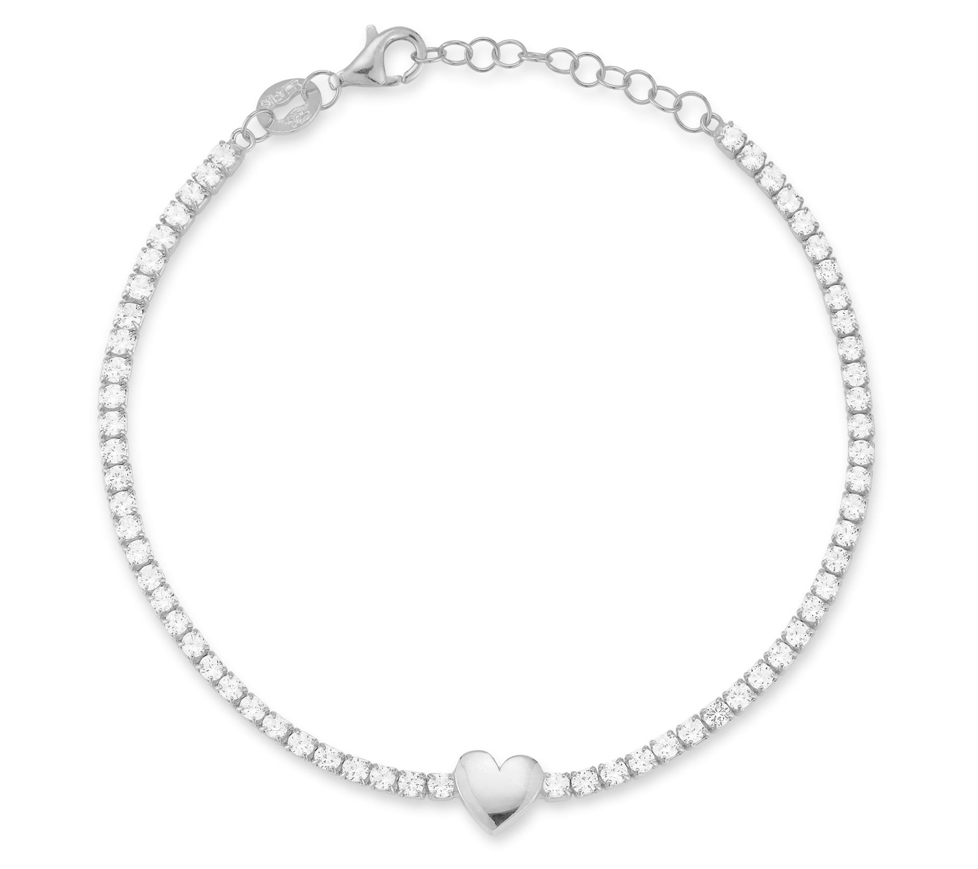 Sterlina Silver Pave Heart Tennis Bracelet, Sterling