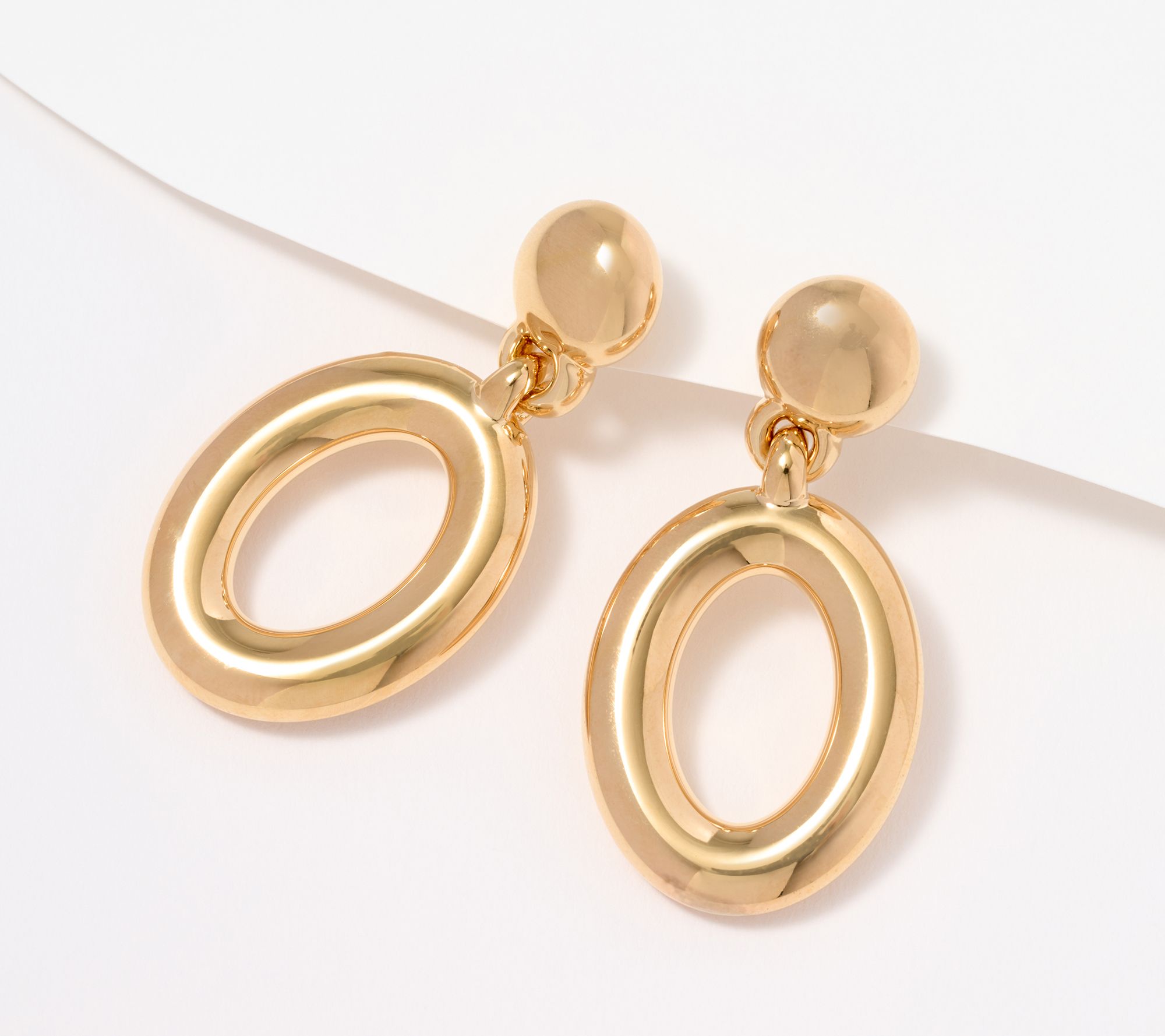 As Is BellaOro Oval Dangle Earrings, 14K Gold Over Resin