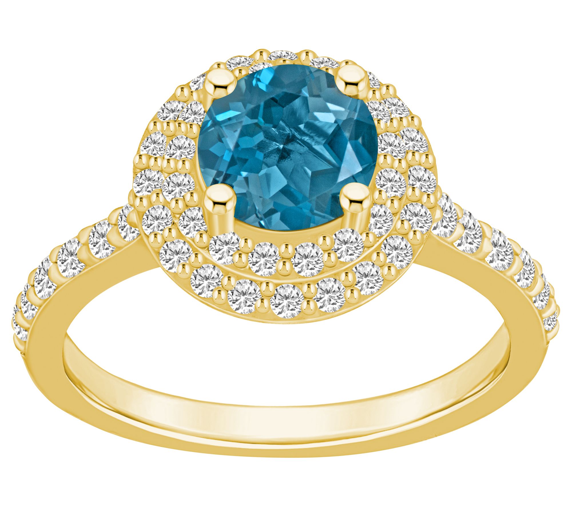 Affinity Gems Round Gemstone & 0.60 cttw Diamond Ring, 14K