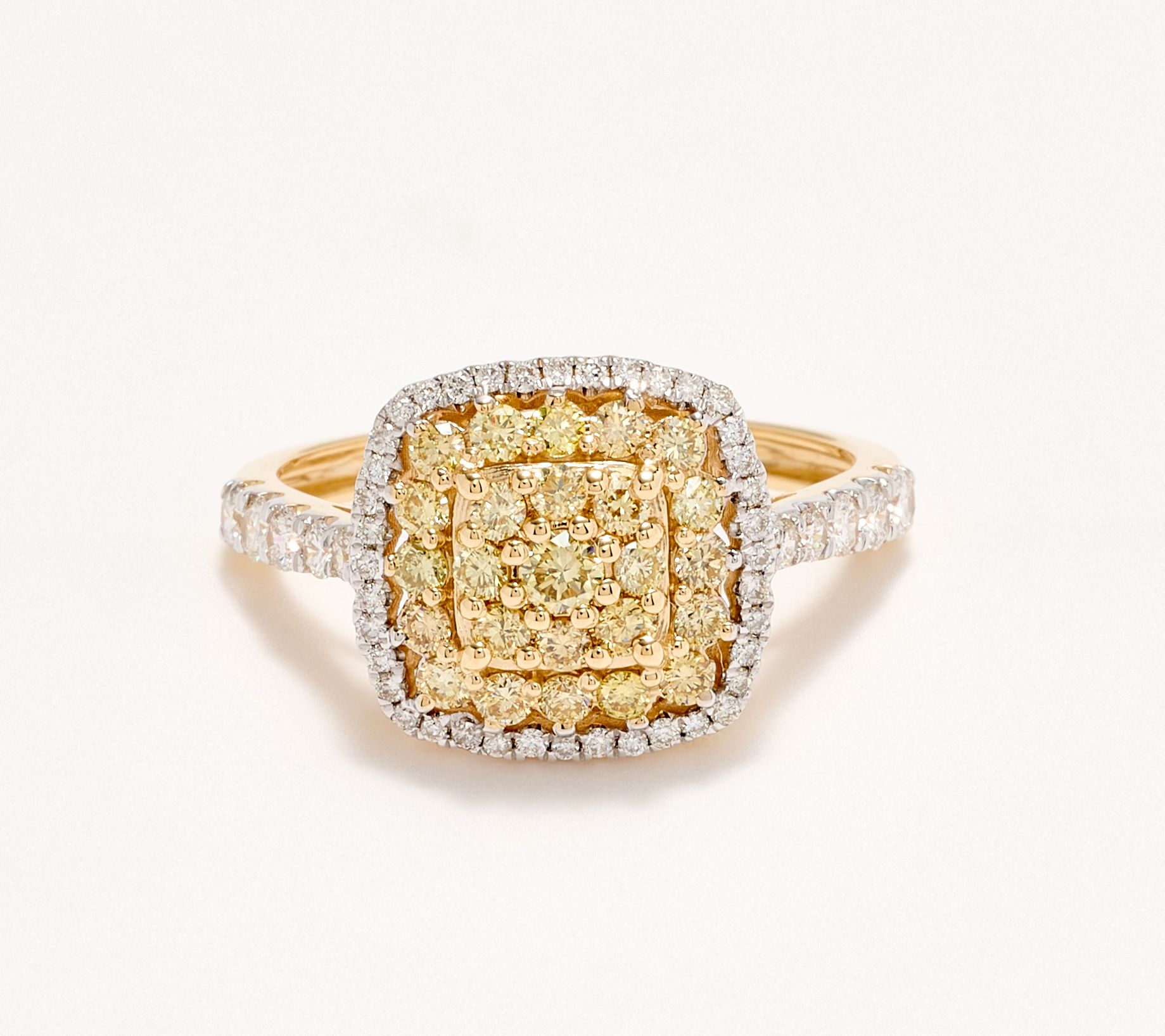 KALLATI Yellow & White 0.95 cttw Diamond Ring, 14K Gold