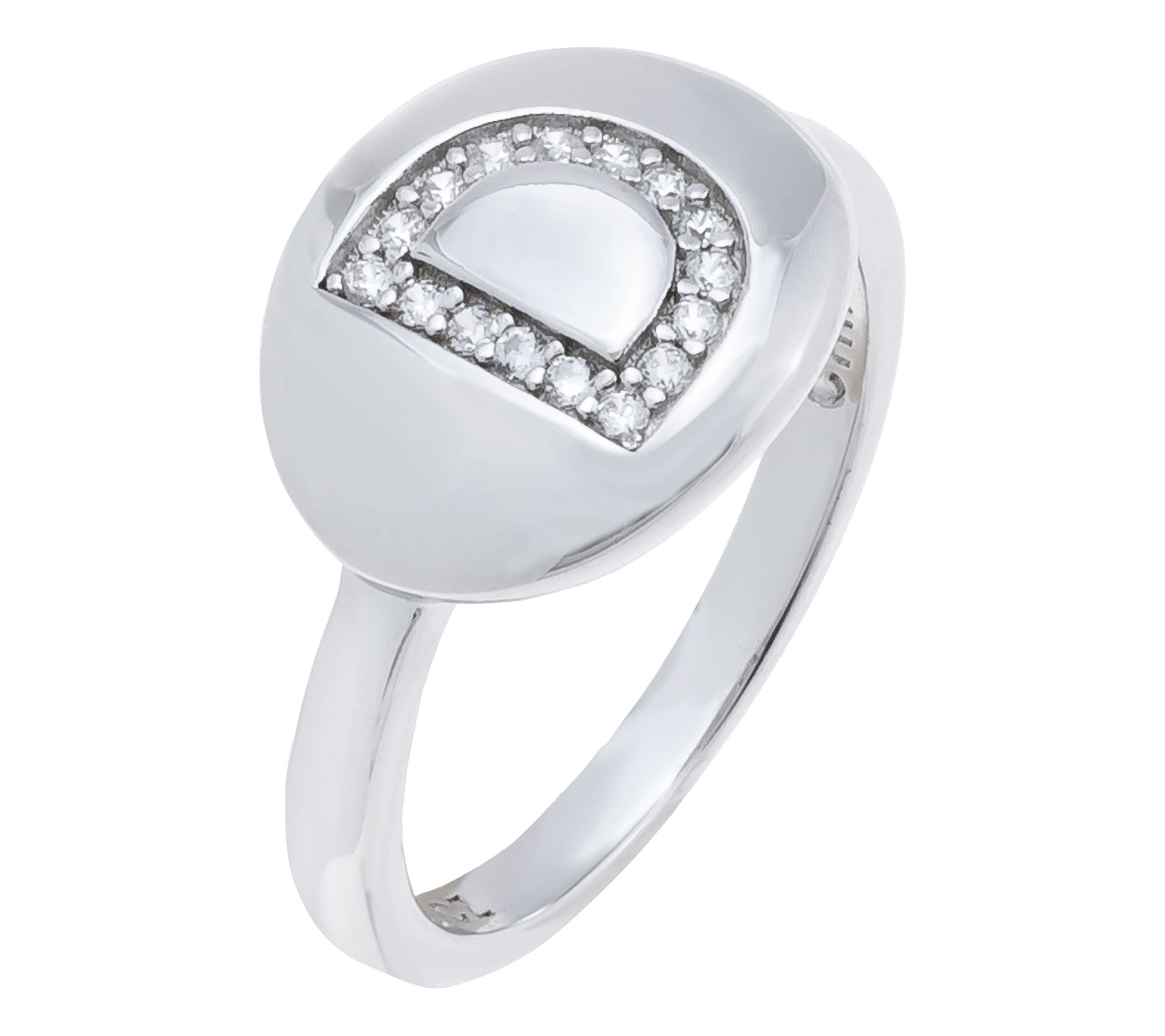 Diamonique x Jennifer Miller Initial Signet Ring, Sterling