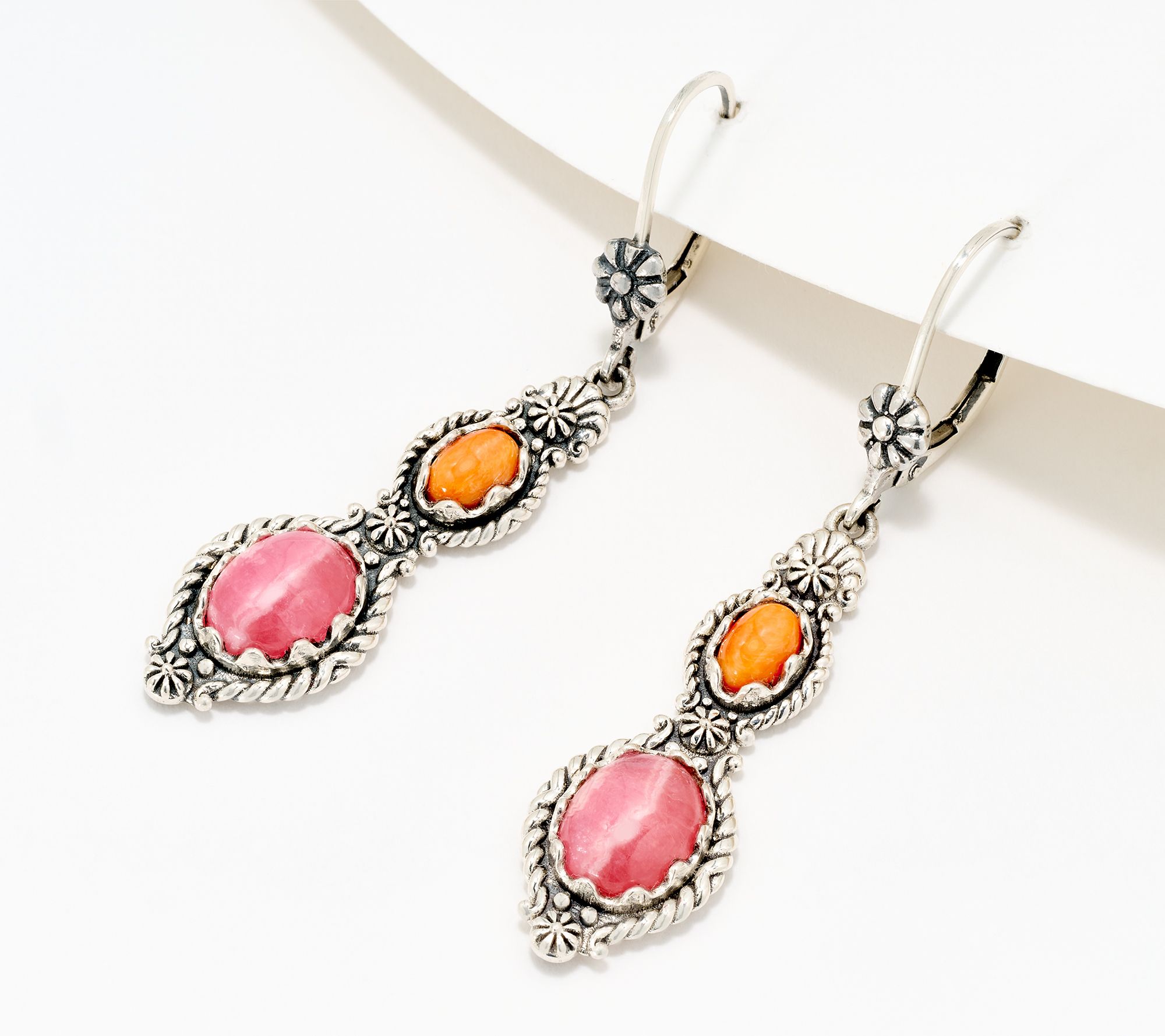 American West Sterling Silver Multi Color Gemstone Lever Back Earrings