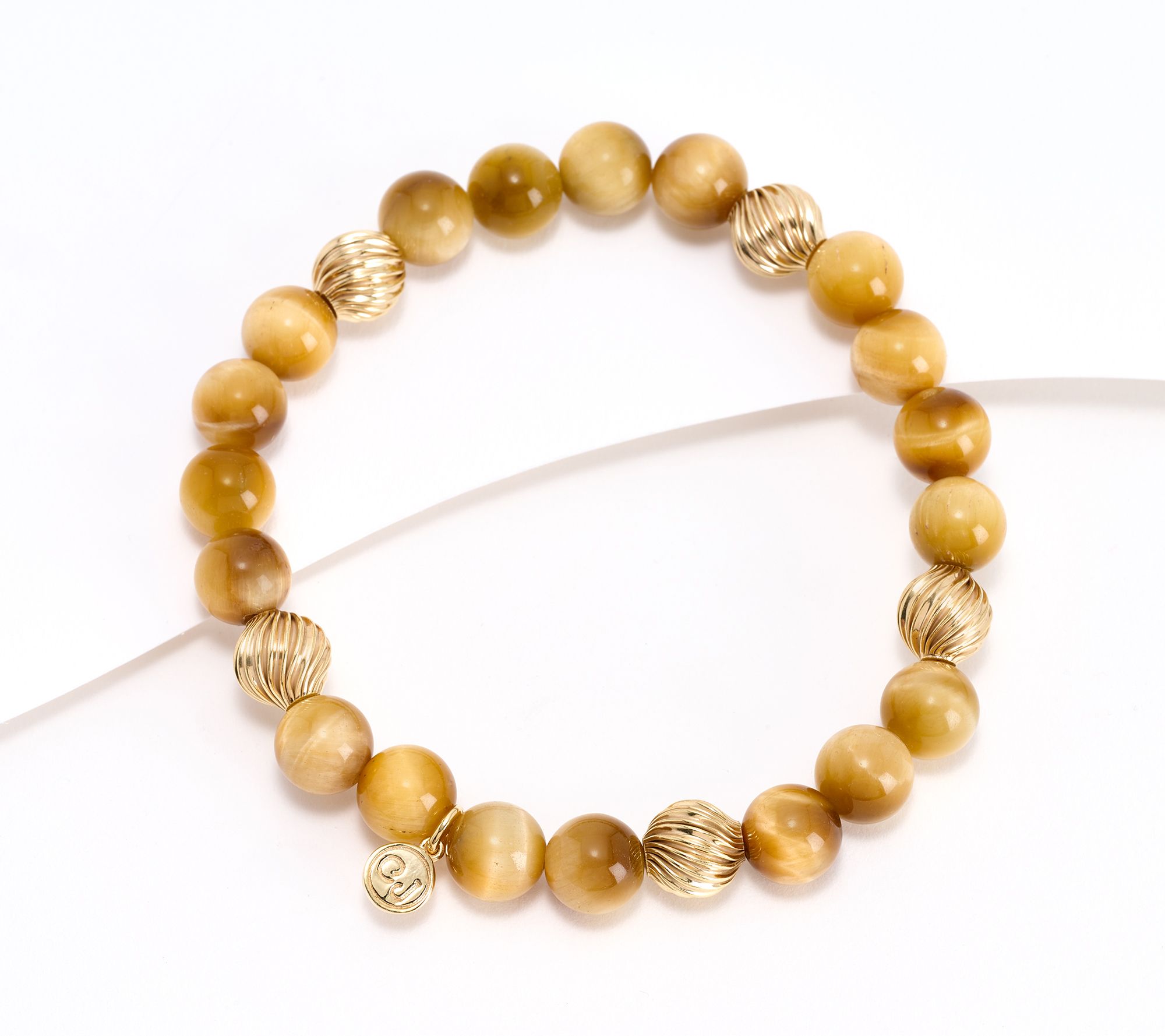 Christian James by Scott Grimes 14K Gold Clad Gemstone Bead Ripple Bracelet