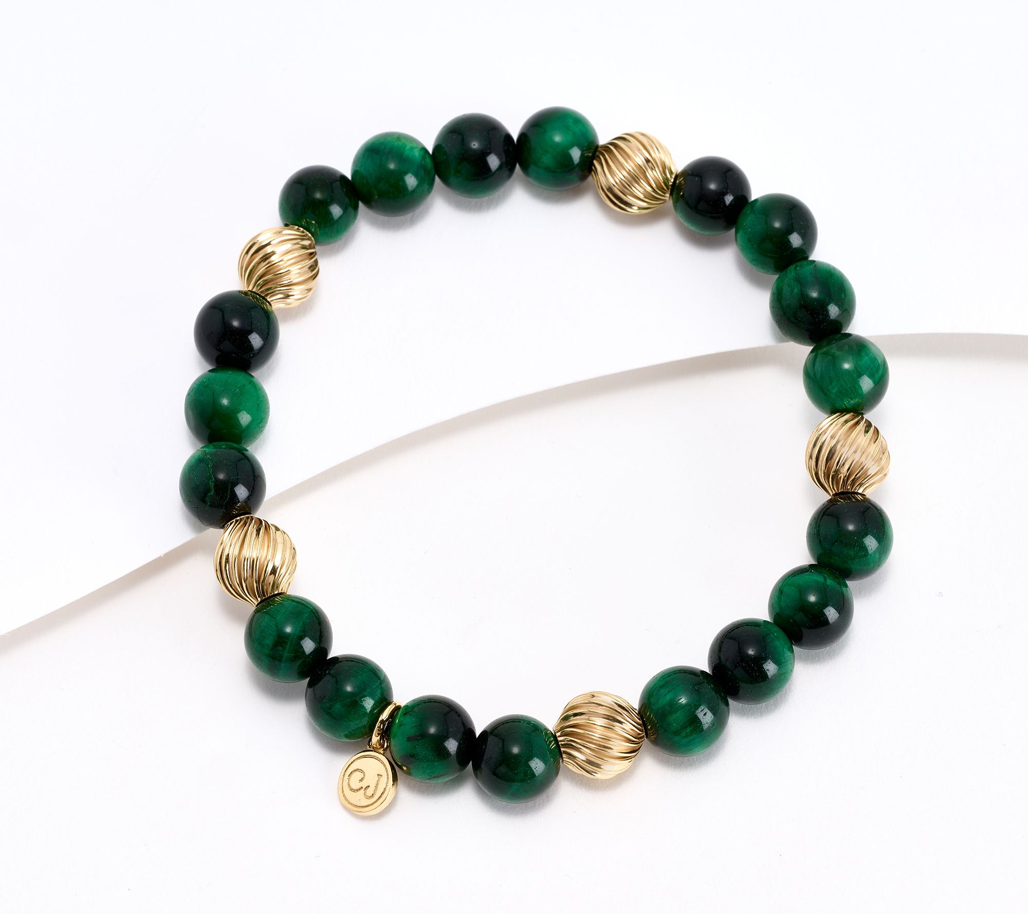 Christian James by Scott Grimes 14K Gold Clad Gemstone Bead Ripple Bracelet