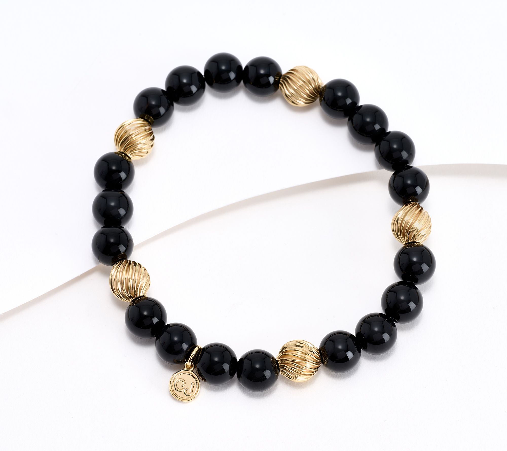 Christian James by Scott Grimes 14K Gold Clad Gemstone Bead Ripple Bracelet
