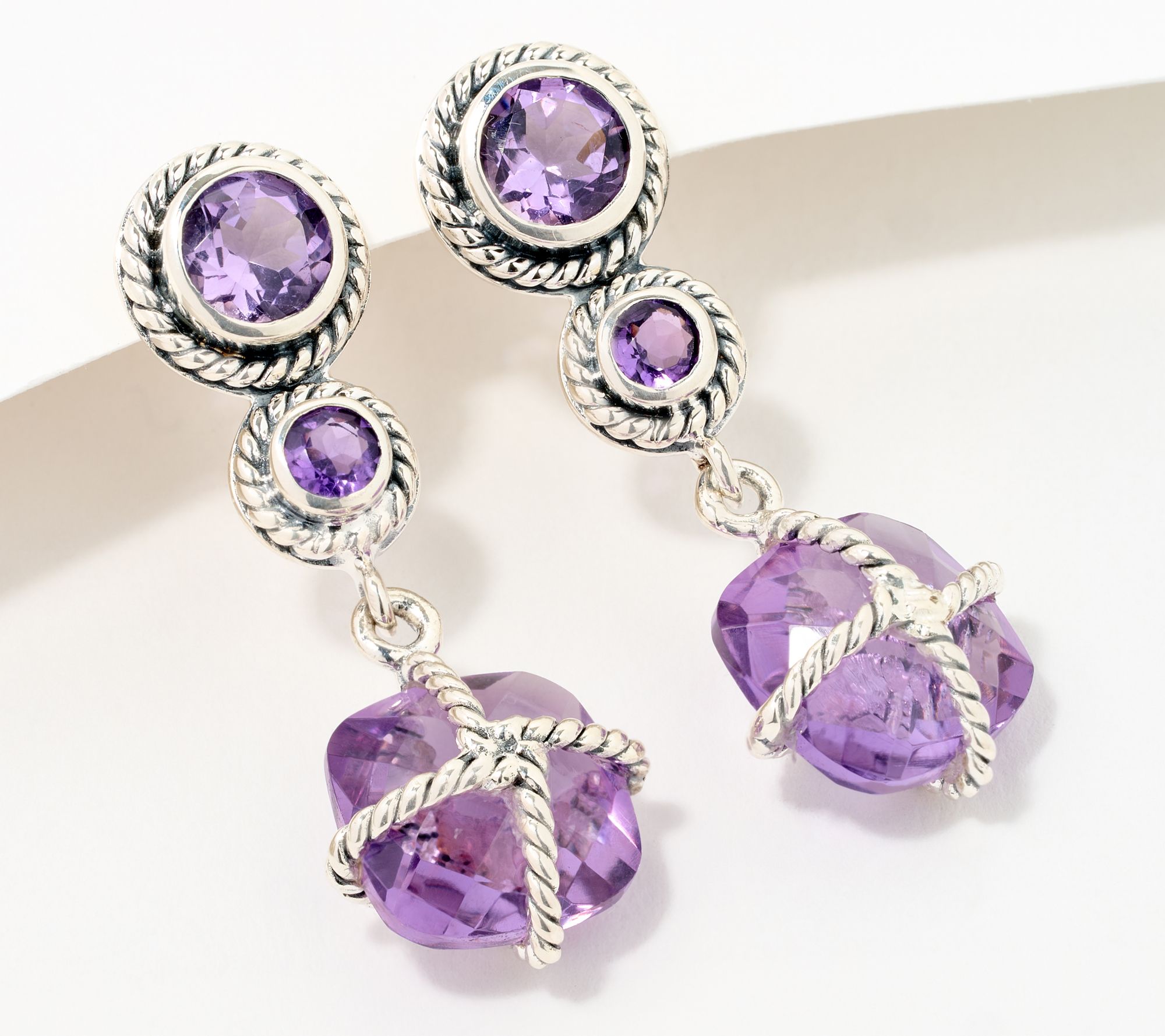 "As Is" Artisan Crafted by Robert Manse Cushion Gem Earrings
