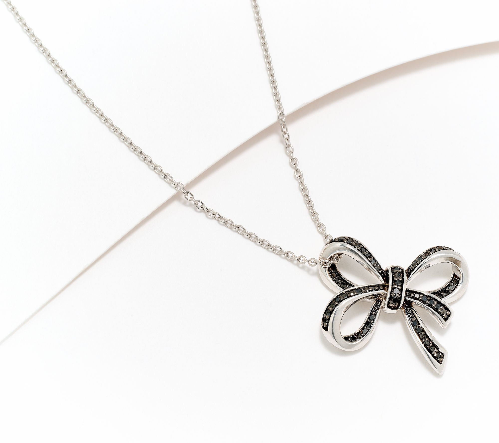 Accents by Affinity Pave Bow 0.25 cttw 18" Necklace, Sterl