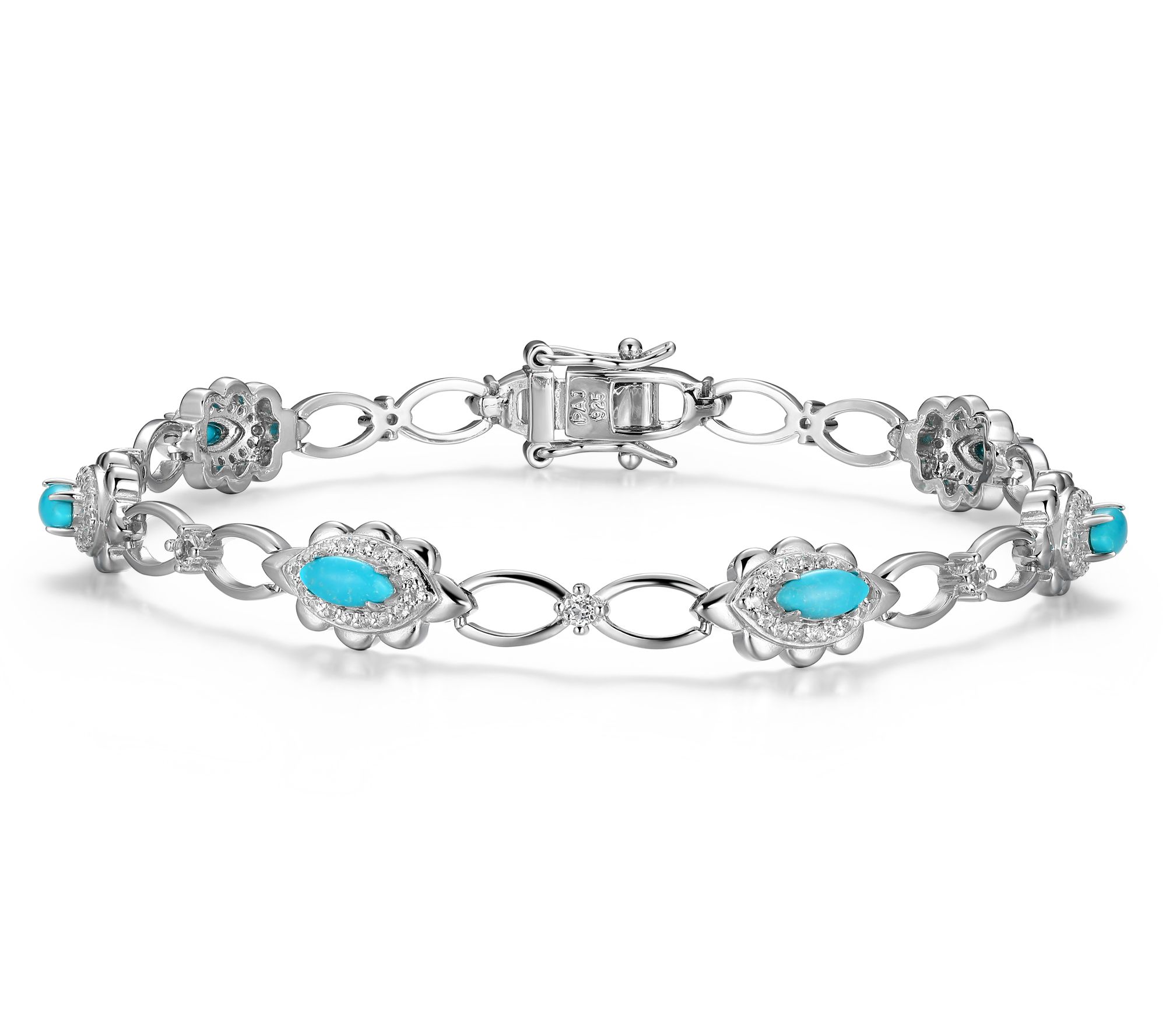 Affinity Gems Turquoise & White Topaz Bracelet,Sterling