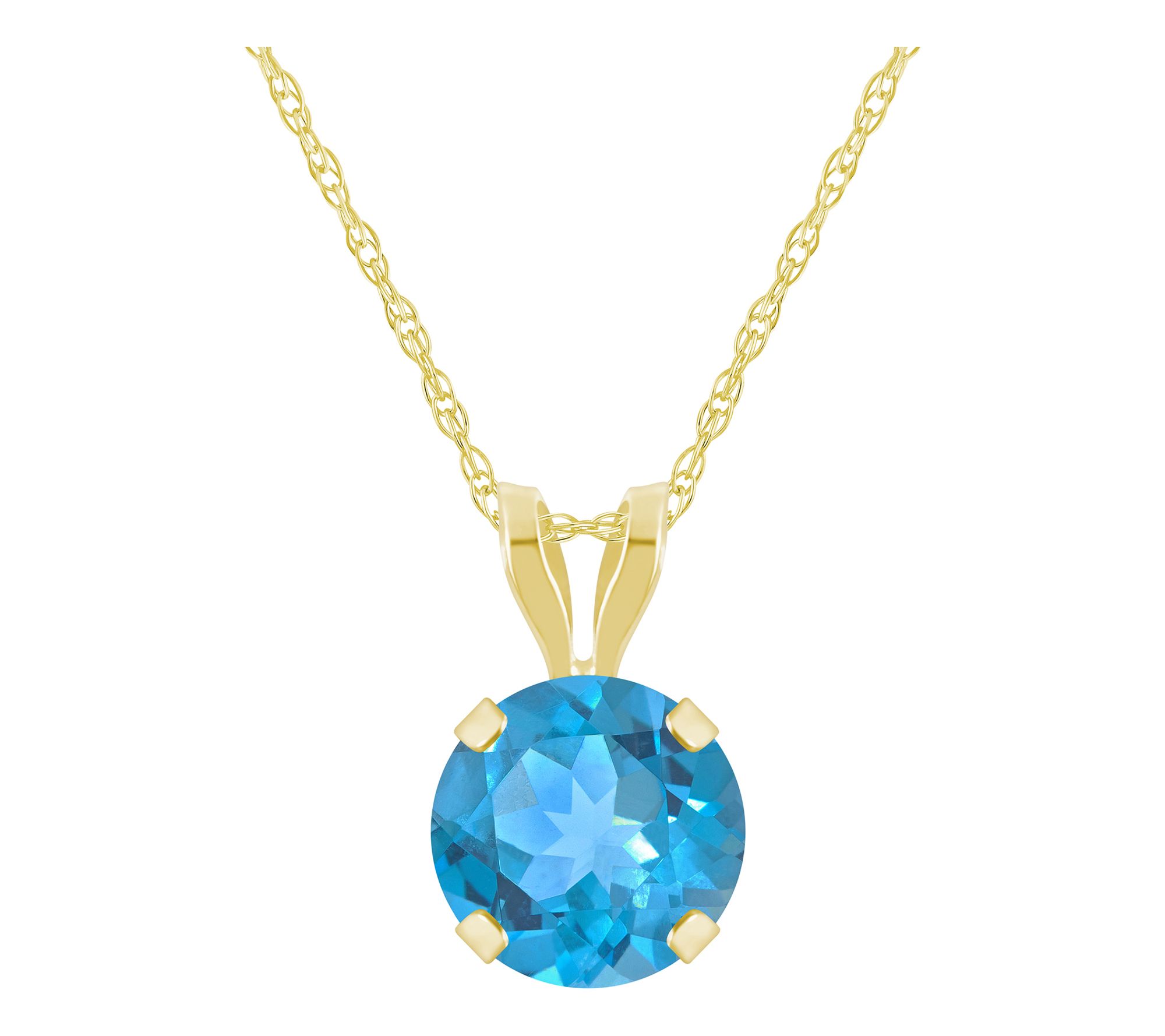 Affinity Gems Round Gemstone Pendant w/ Chain,10K Gold