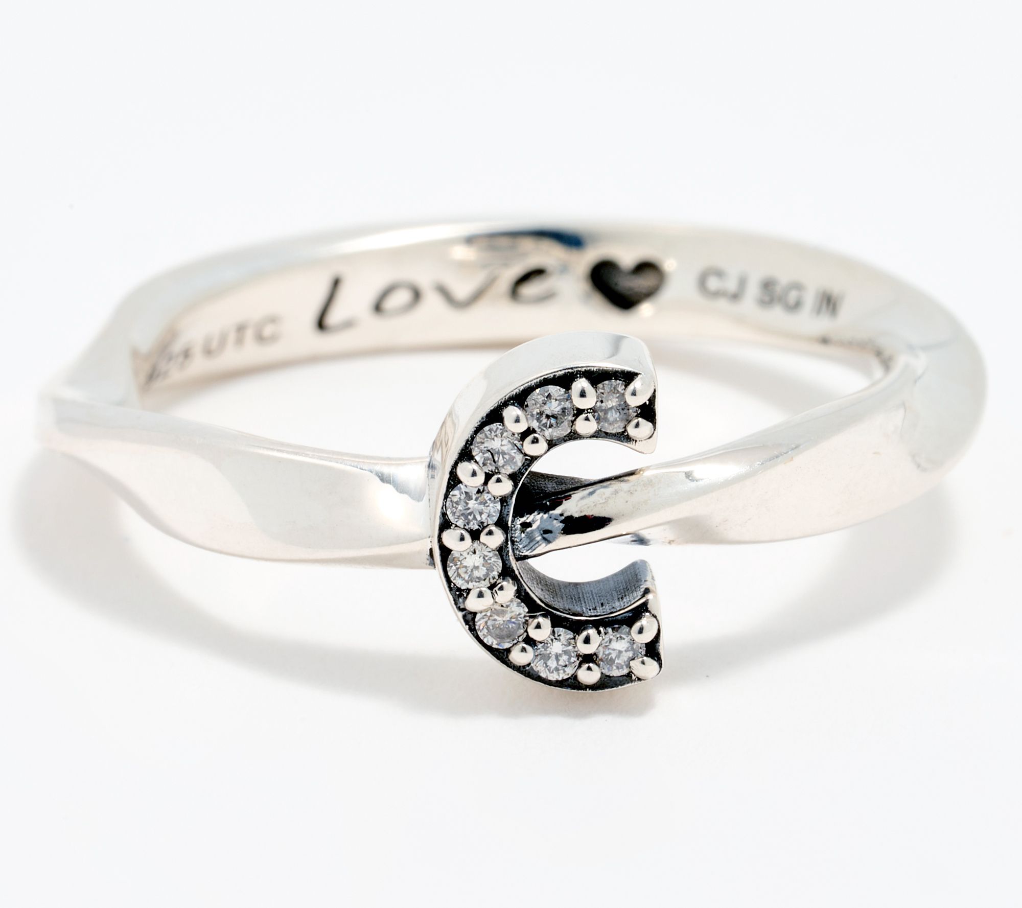 Christian James by Scott Grimes Sterling Silver Diamond Accent Initial Ring