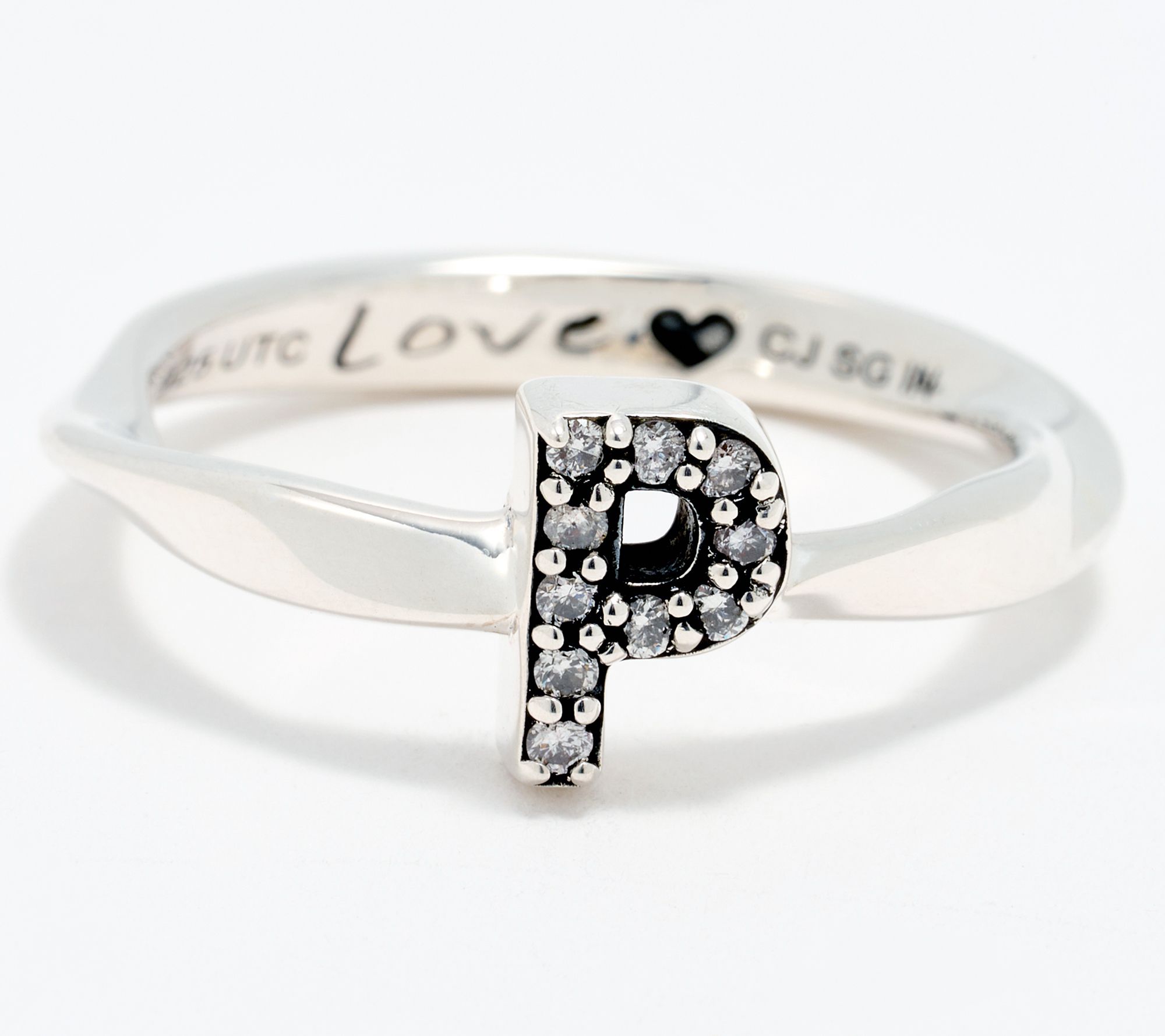 Christian James by Scott Grimes Sterling Silver Diamond Accent Initial Ring