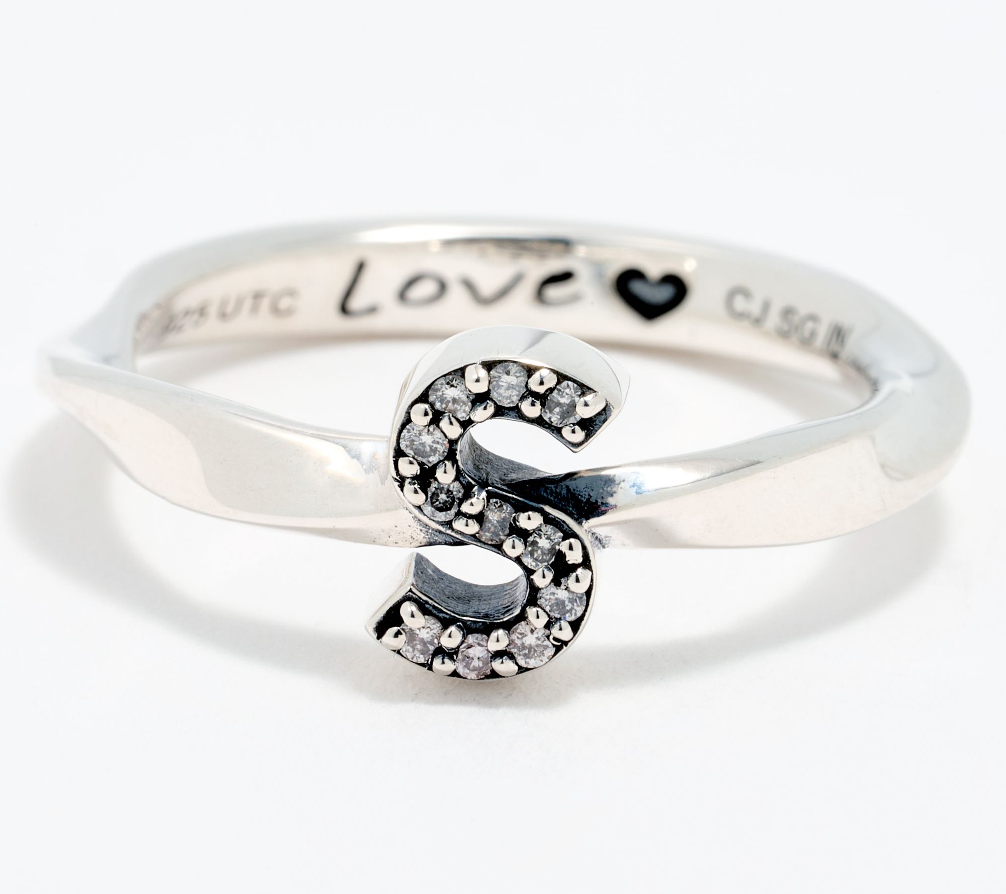 Christian James by Scott Grimes Sterling Silver Diamond Accent Initial Ring