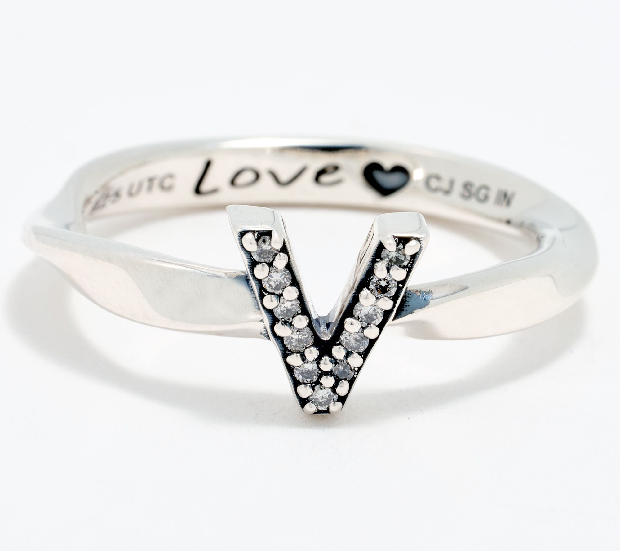 Christian James by Scott Grimes Sterling Silver Diamond Accent Initial Ring