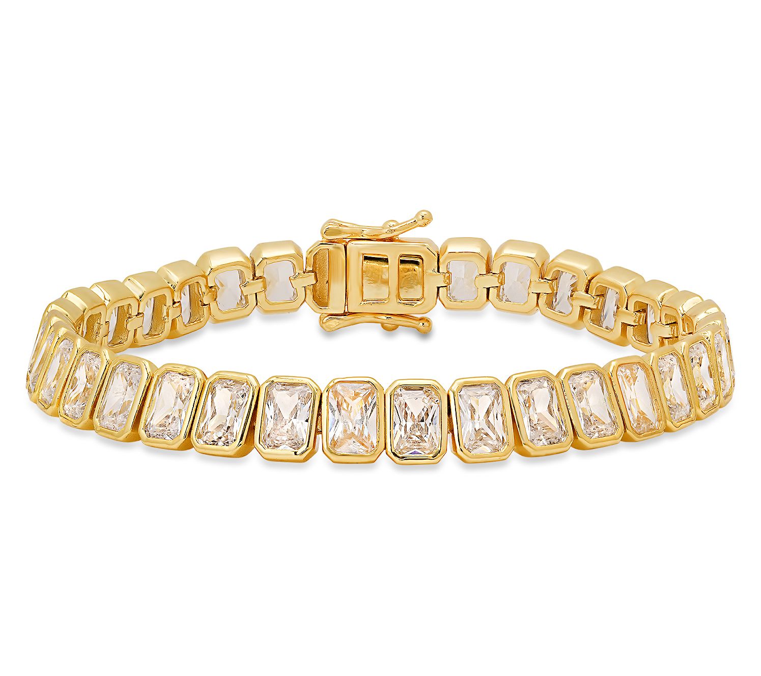 Diamonique Emerald Cut Tennis Bracelet, Sterling