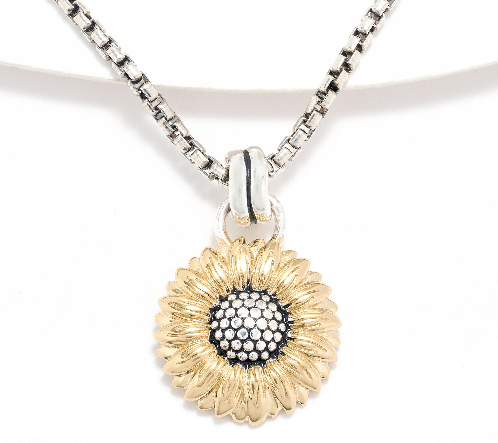 Christian James by Scott Grimes Two-tone Floral Sunflower 16" Necklace