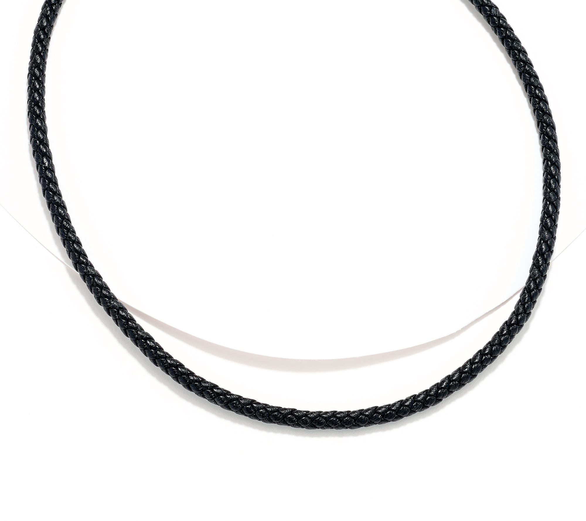 JAI Sterling Silver Braided Genuine Leather 18" Necklace