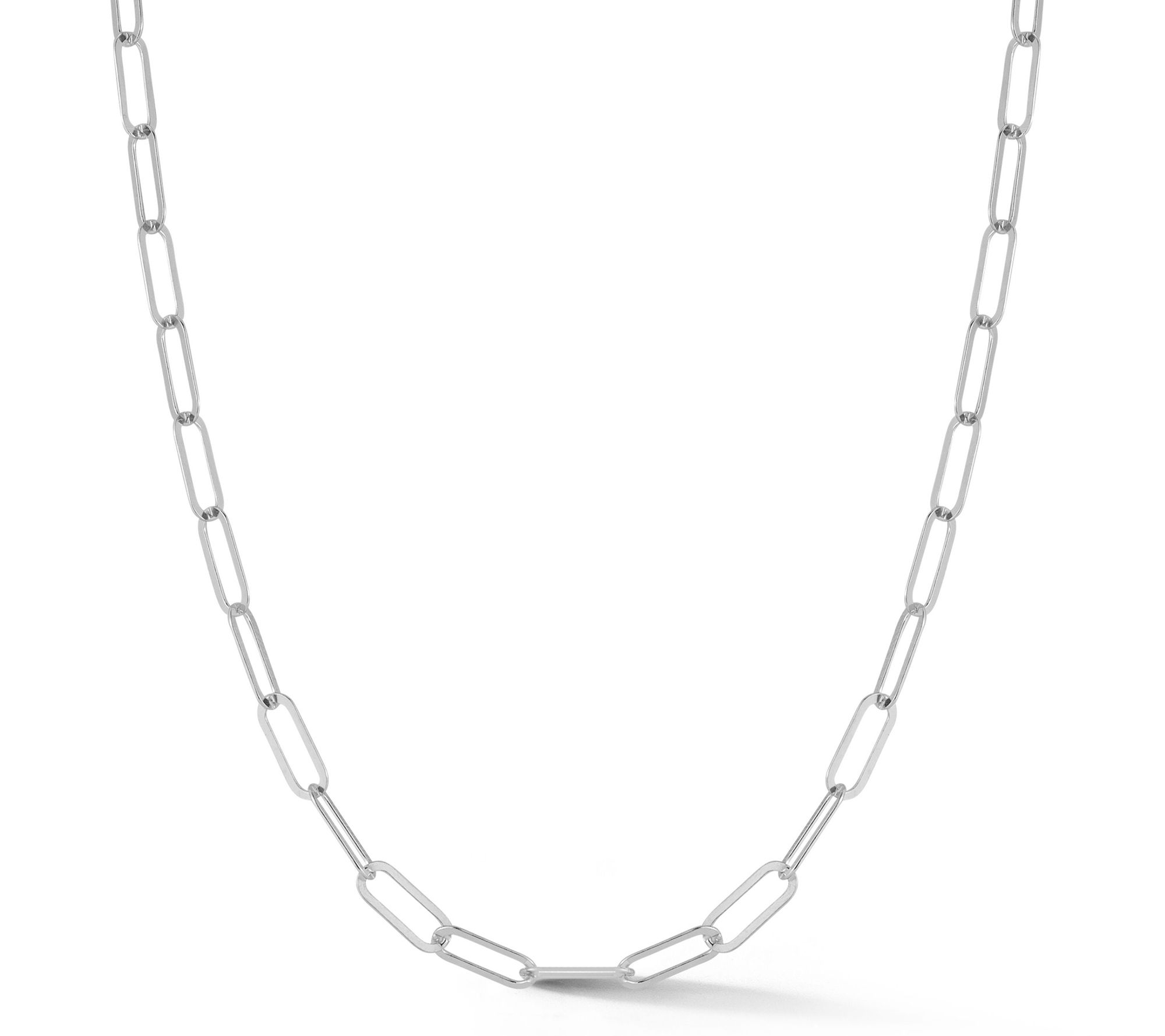 Italian Silver 24" Thin Paperclip Chain Necklace, Sterling
