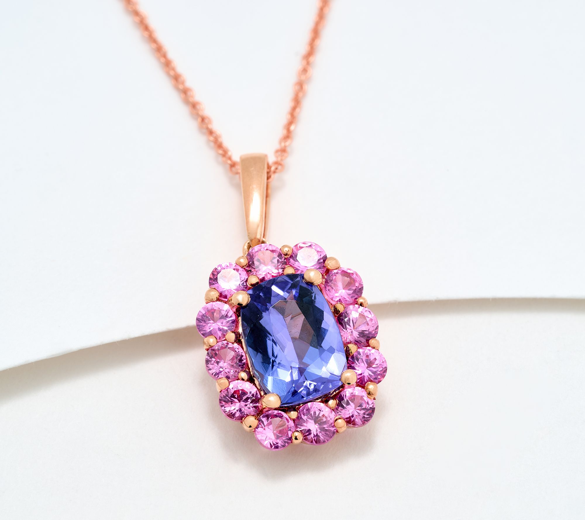 Gem Discoverer 2.2ct Tanzanite Pendant with Chain, 14K Rose Gold